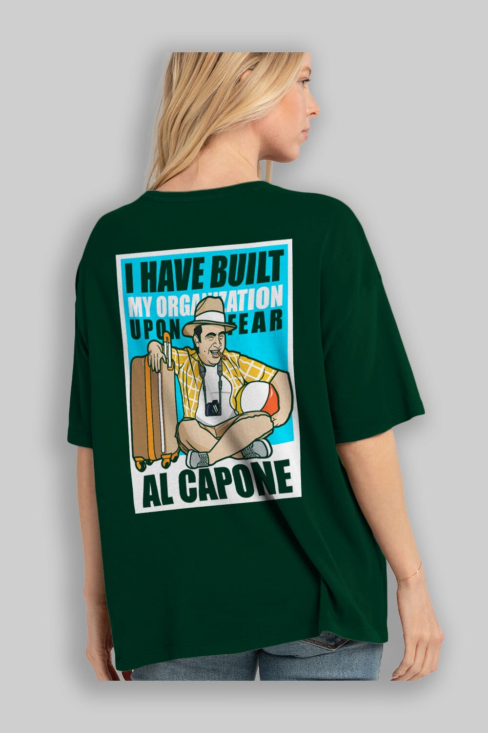 Al Capone Holiday Arka Baskılı Oversize t-shirt Erkek Kadın Unisex %100 Pamuk tişort