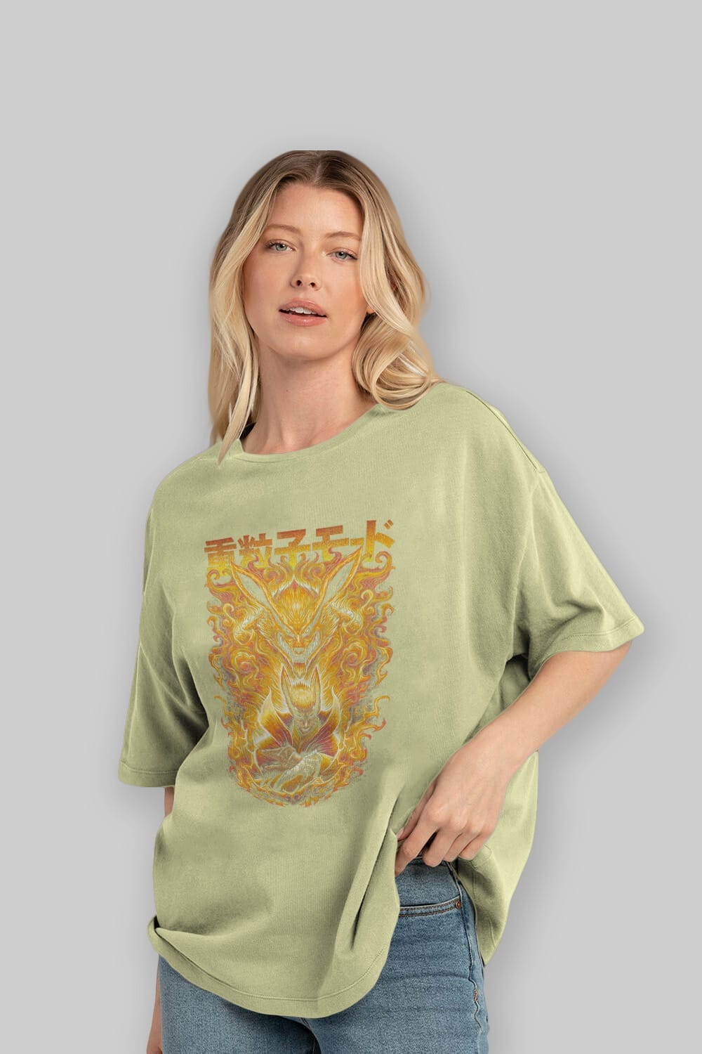 NARUTO KYUUBI 1 Anime Ön Baskılı Oversize t-shirt %100 pamuk Erkek Kadın Unisex