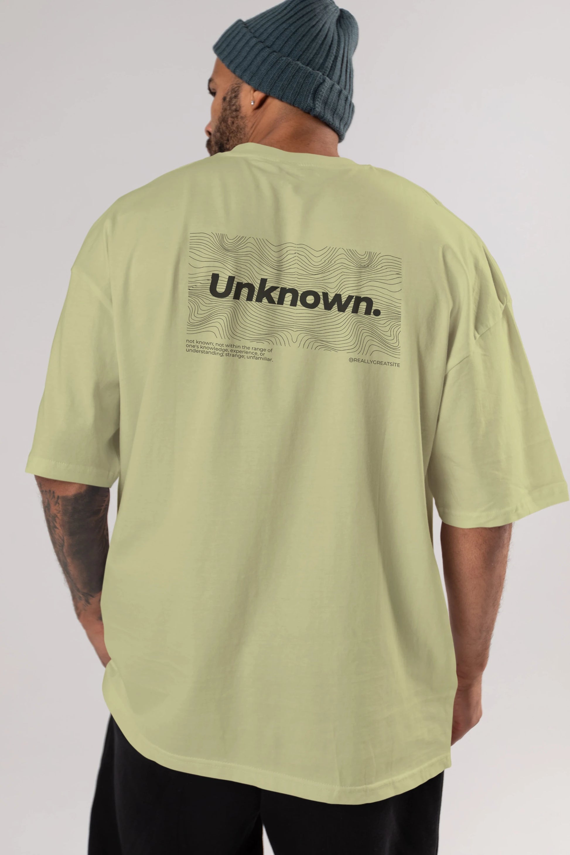 Unknown Yazılı Arka Baskılı Oversize t-shirt Erkek Kadın Unisex