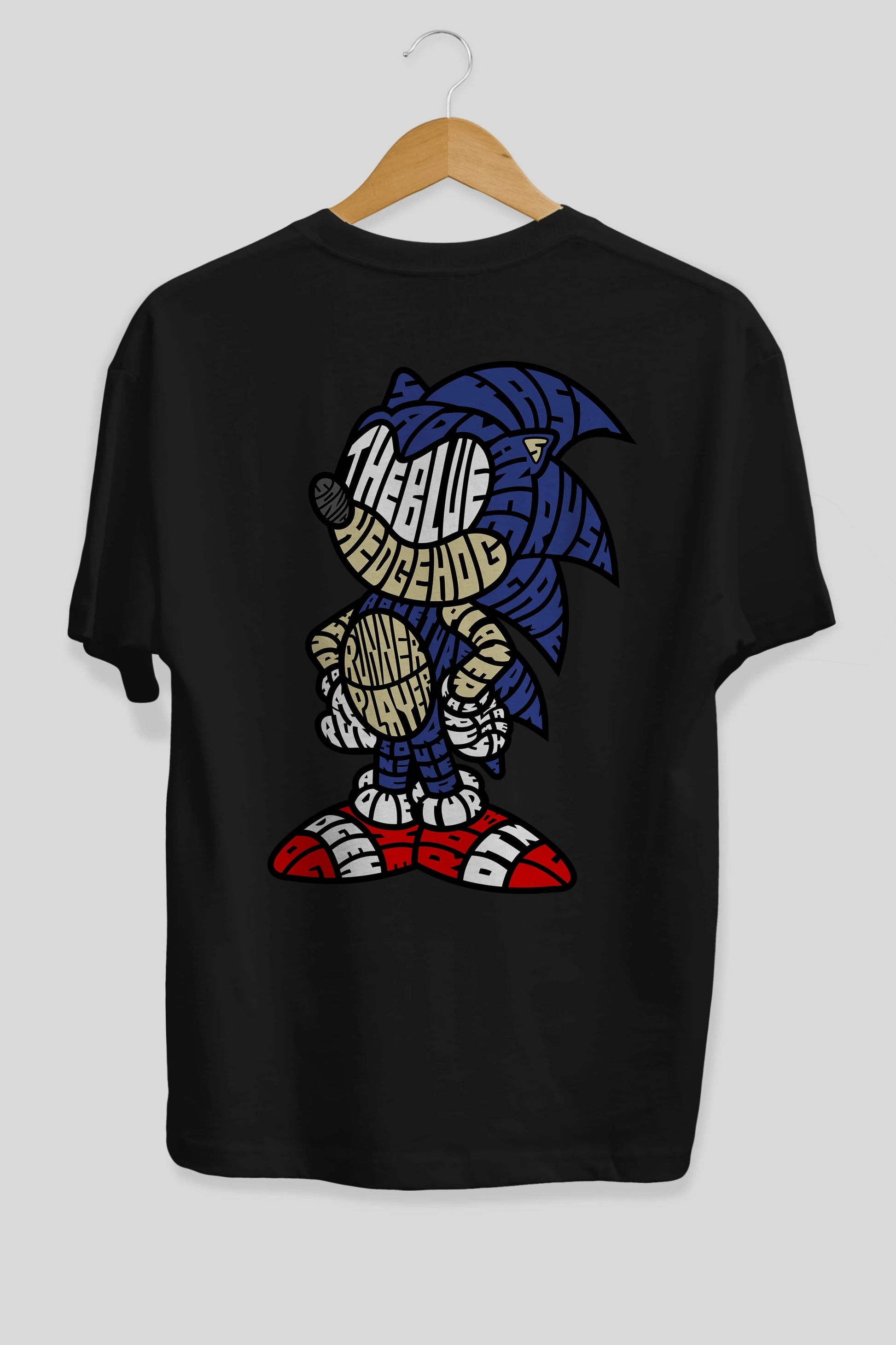 The Blue Hedgehog Arka Baskılı Oversize t-shirt %100 pamuk Erkek Kadın Unisex