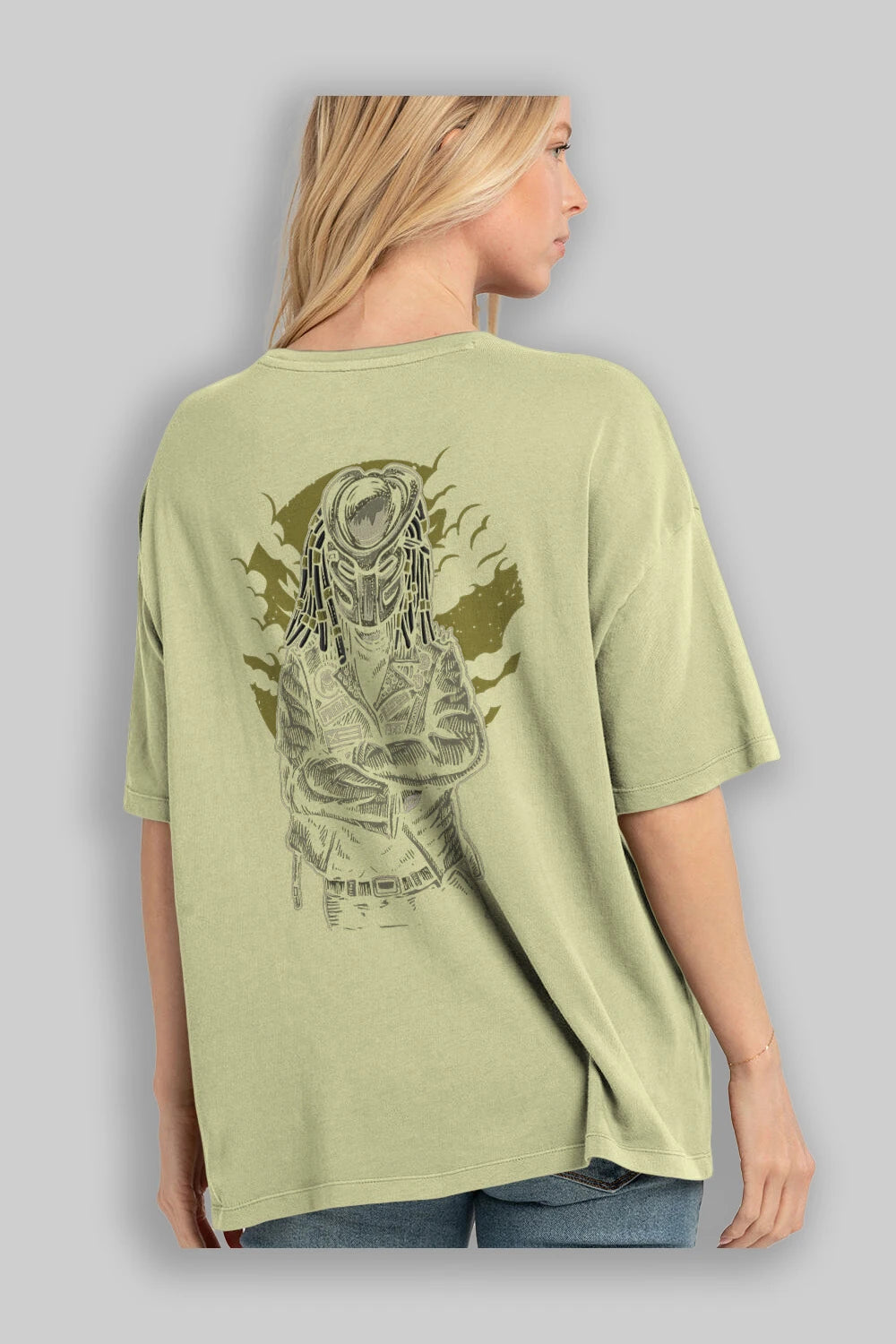 Predator Arka Baskılı Oversize t-shirt Erkek Kadın Unisex %100 Pamuk