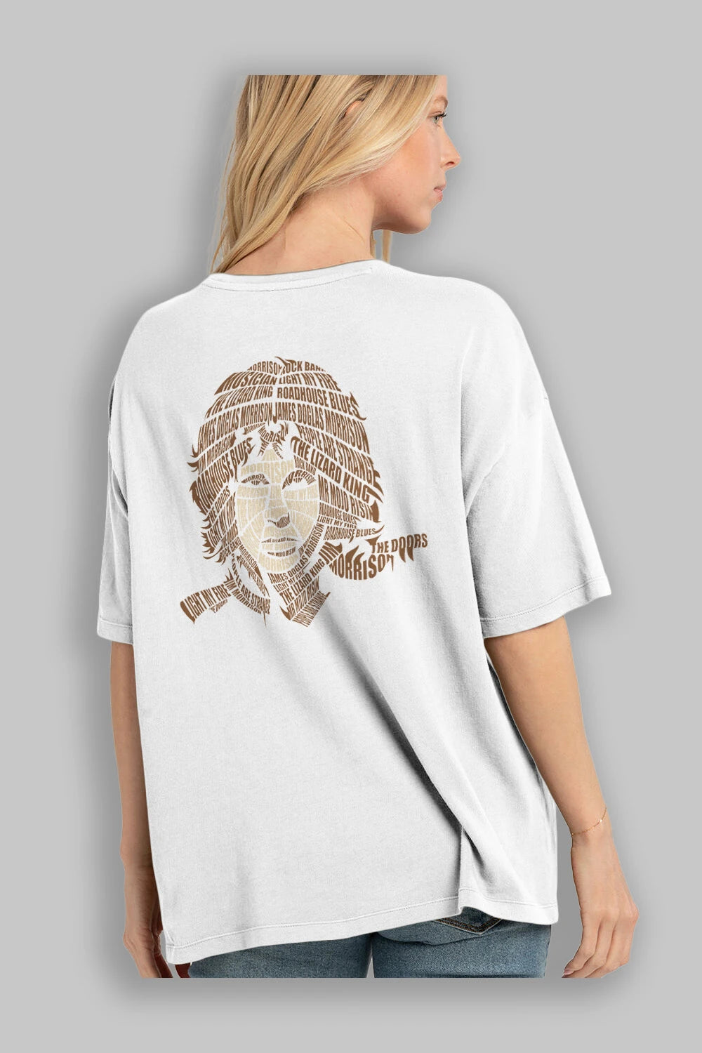 Jim Morrison Calligram Arka Baskılı Oversize t-shirt %100 pamuk Erkek Kadın Unisex