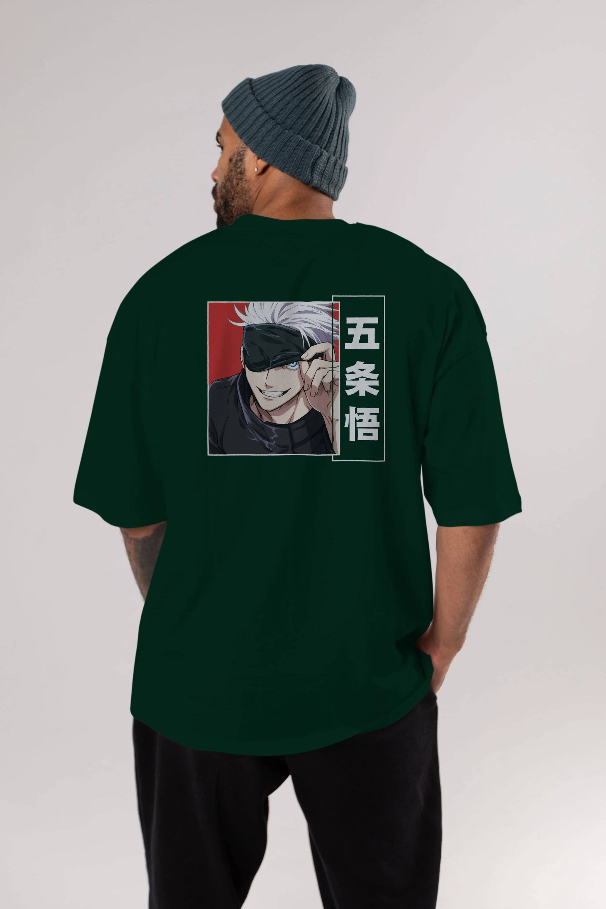 JUJUTSU KAISEN Anime Arka Baskılı Oversize t-shirt Erkek Kadın Unisex