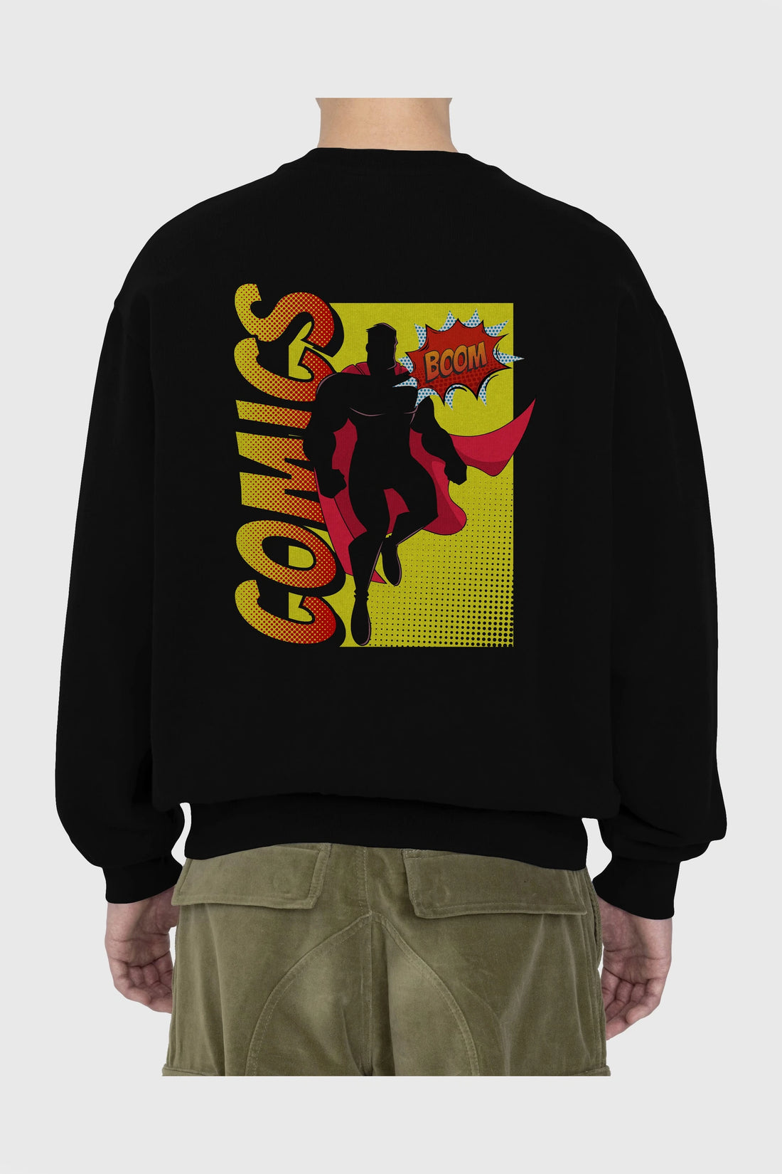 Comics Boom Arka Baskılı Oversize Sweatshirt Erkek Kadın Unisex