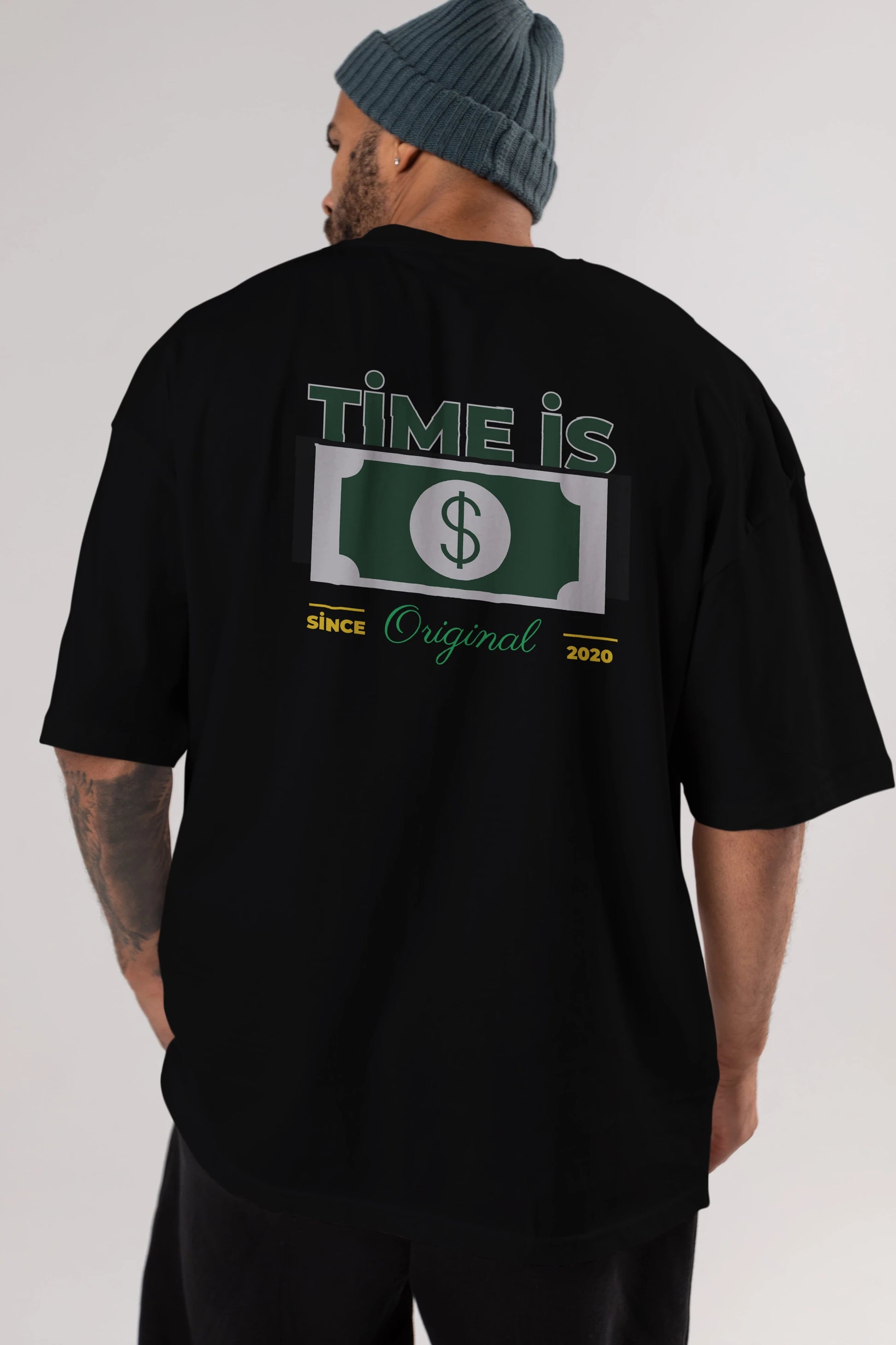 Time is Original Arka Baskılı Oversize t-shirt Erkek Kadın Unisex