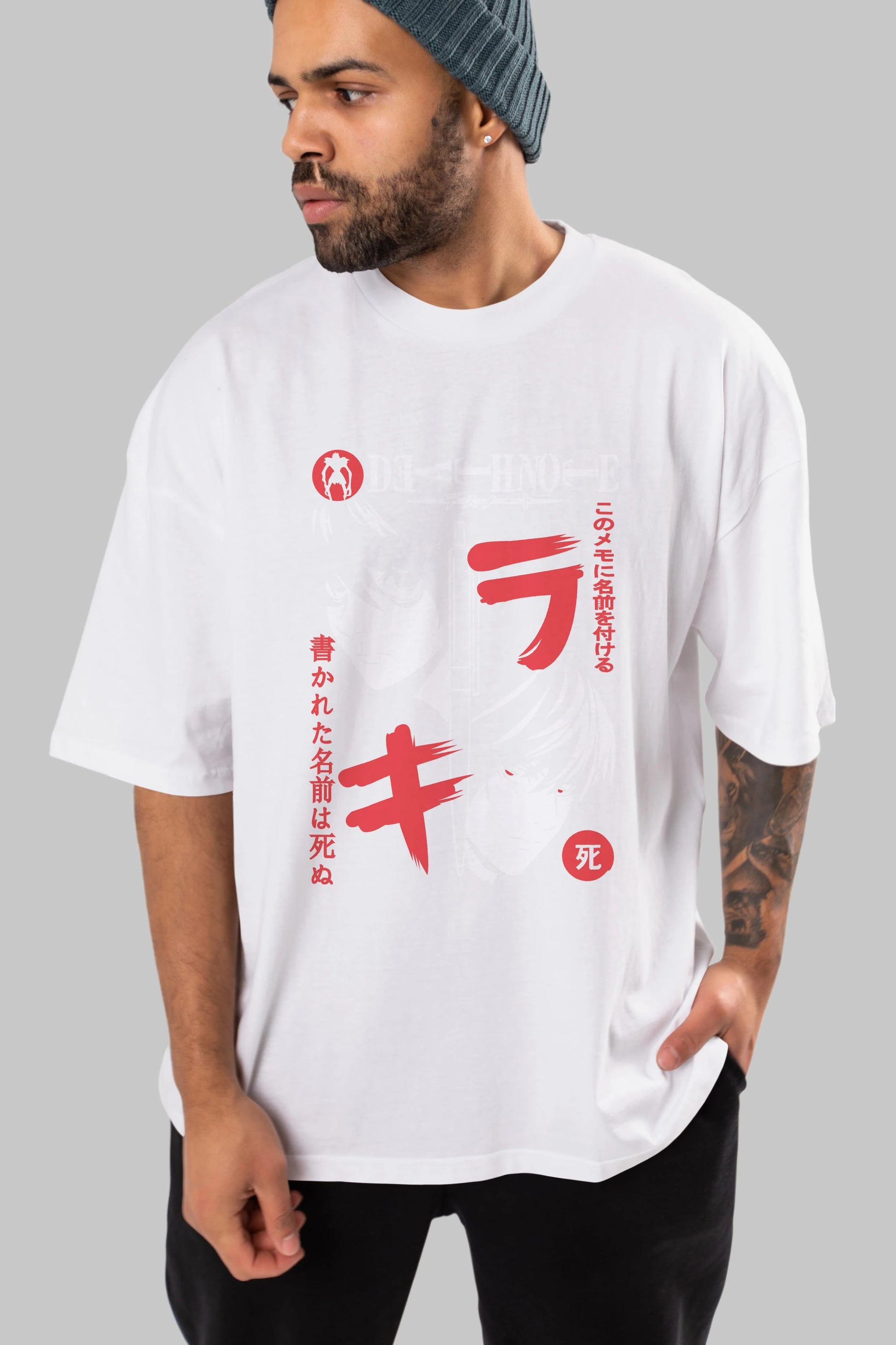 DEATHNOTE L vs KIRA Anime Ön Baskılı Oversize t-shirt %100 pamuk Erkek Kadın Unisex