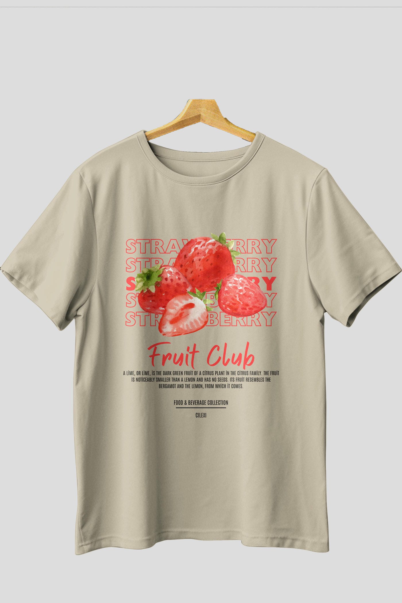 Strawberry Ön Baskılı Oversize t-shirt Erkek Kadın Pamuk Bisiklet Yaka tişort