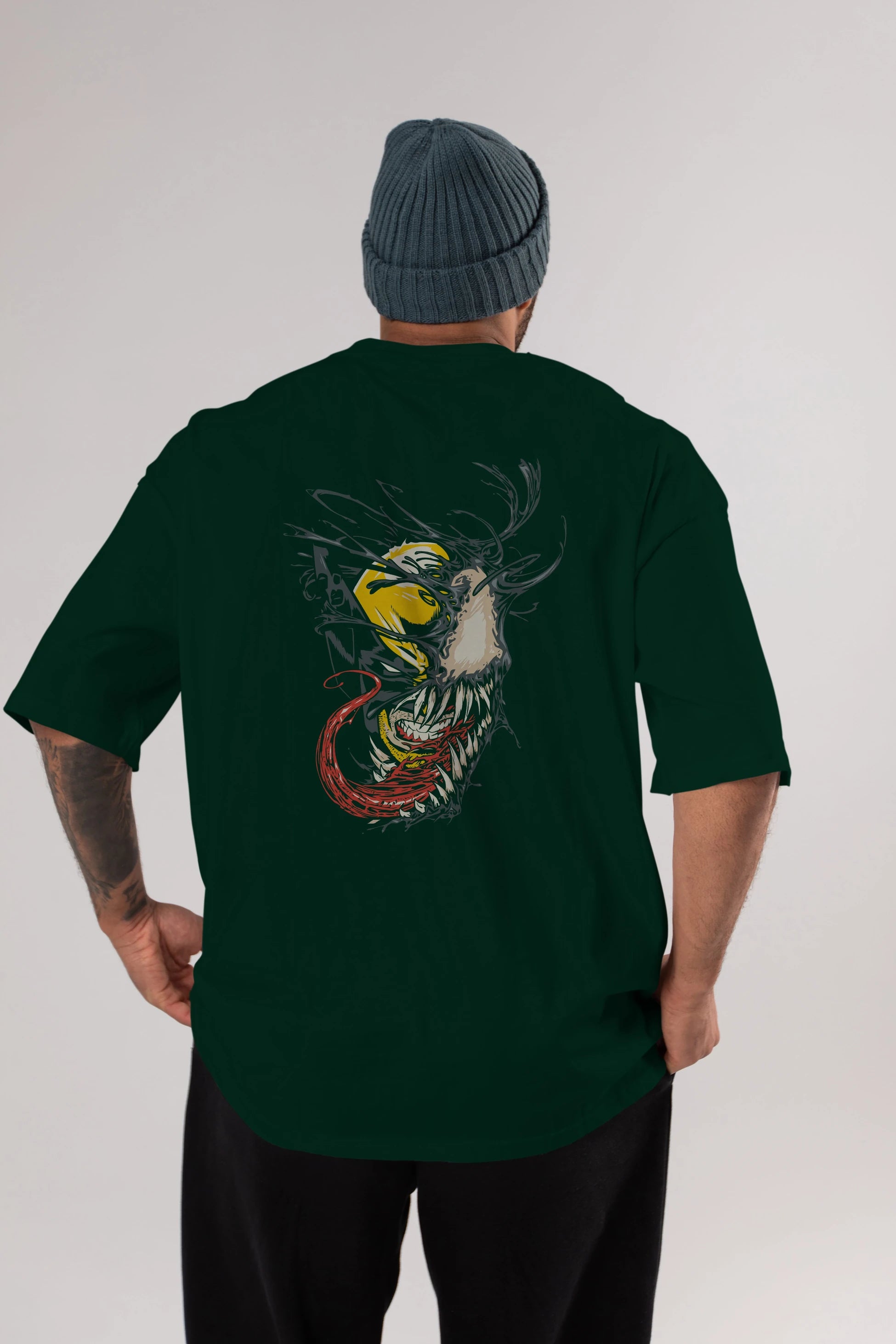 Venom (4) Arka Baskılı Oversize t-shirt Erkek Kadın Unisex %100 Pamuk Bisiklet Yaka tişort
