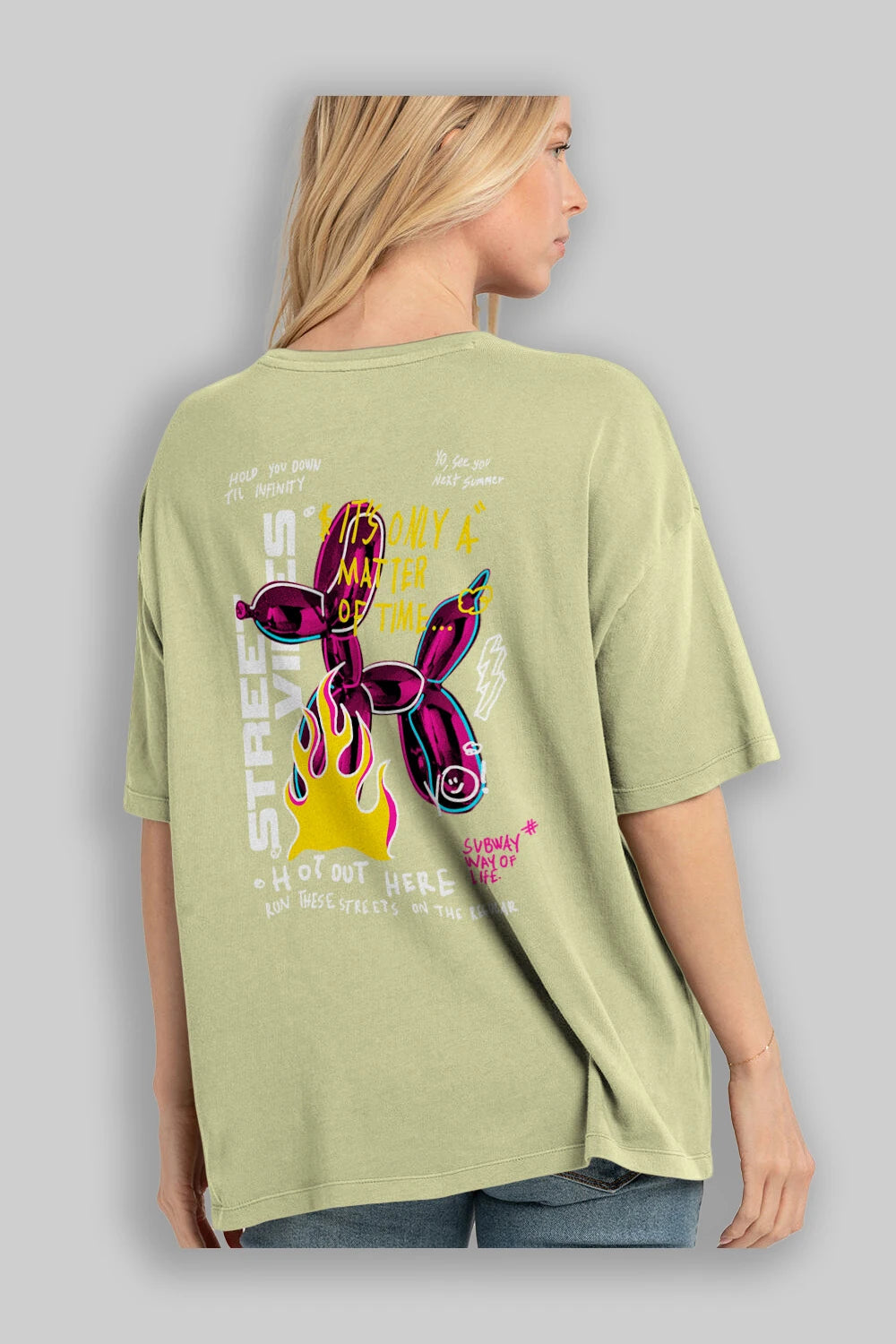 Street Vibes Arka Baskılı Oversize t-shirt Erkek Kadın Unisex