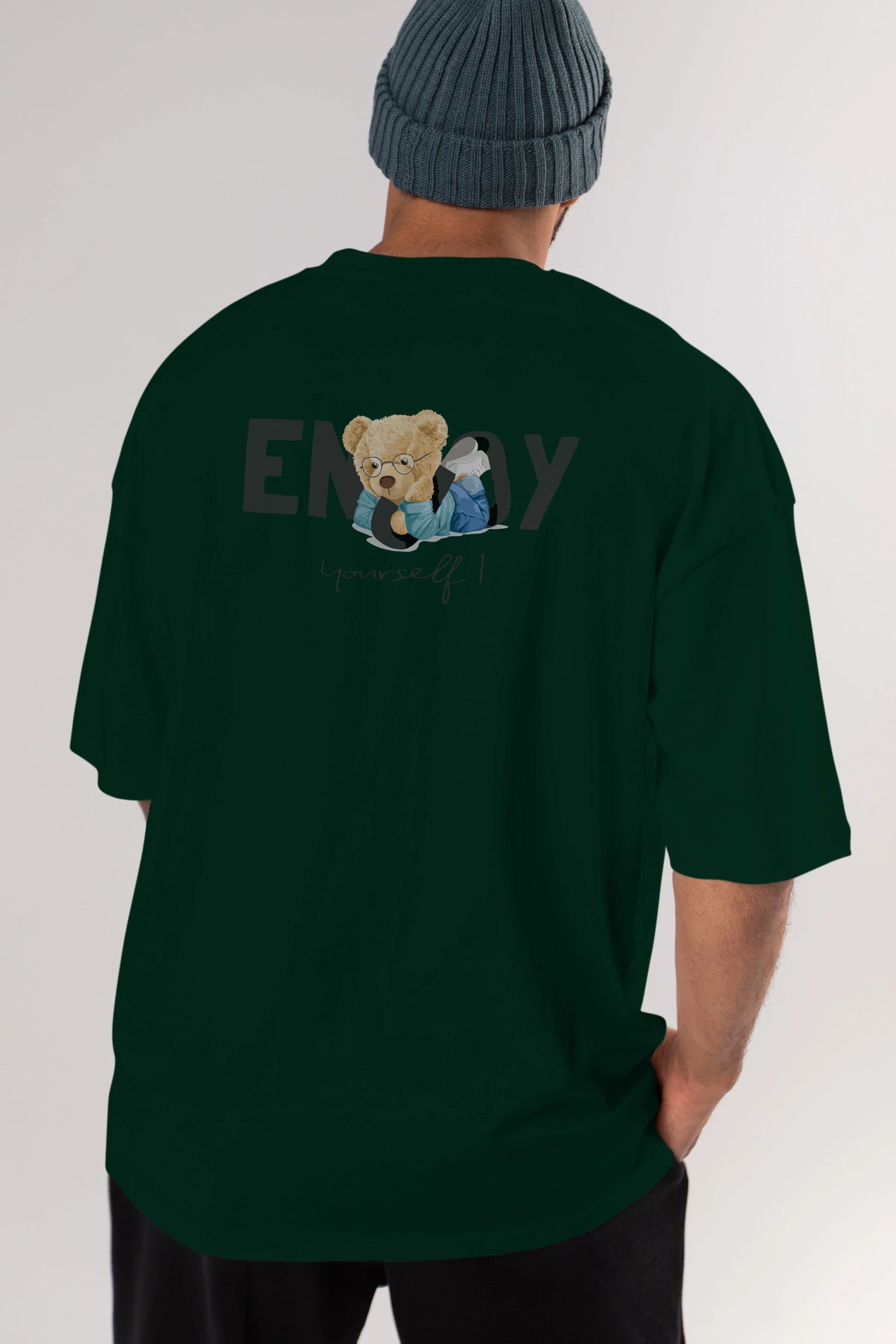 Teddy Bear Yourself Arka Baskılı Oversize t-shirt Erkek Kadın Unisex %100 Pamuk
