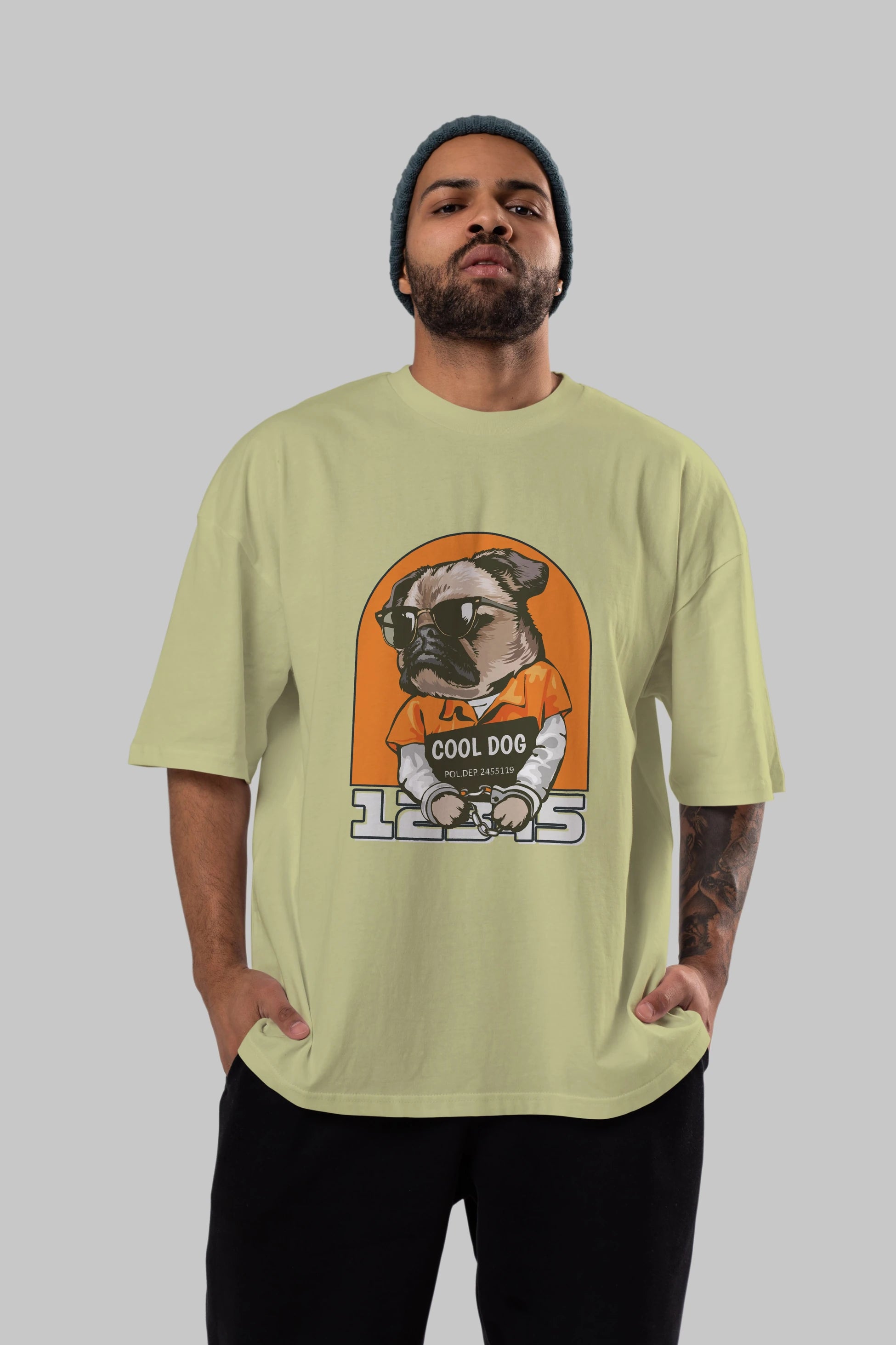 Cool Dog Ön Baskılı Oversize t-shirt Erkek Kadın Unisex