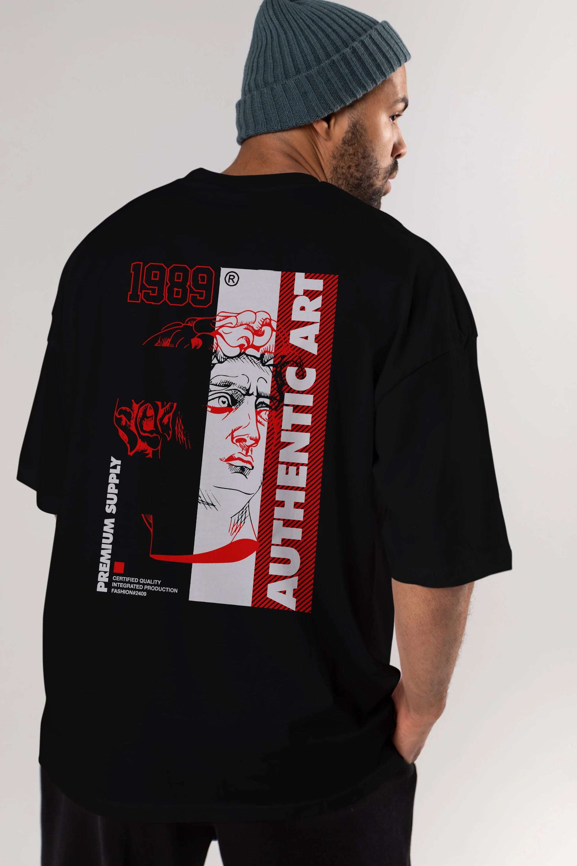 Authentic Art Arka Baskılı Oversize t-shirt Erkek Kadın Unisex
