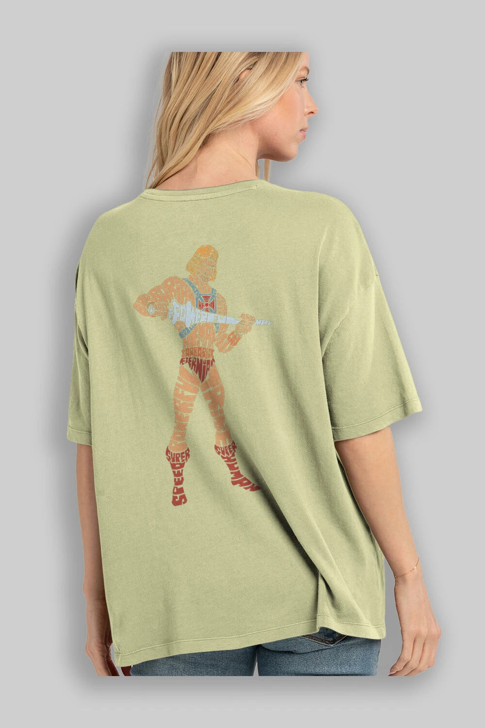 Heman Arka Baskılı Oversize t-shirt %100 pamuk Erkek Kadın Unisex