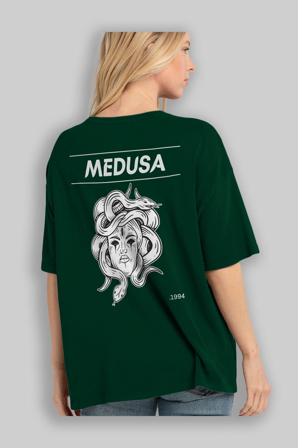 Medusa Arka Baskılı Oversize t-shirt Erkek Kadın Unisex