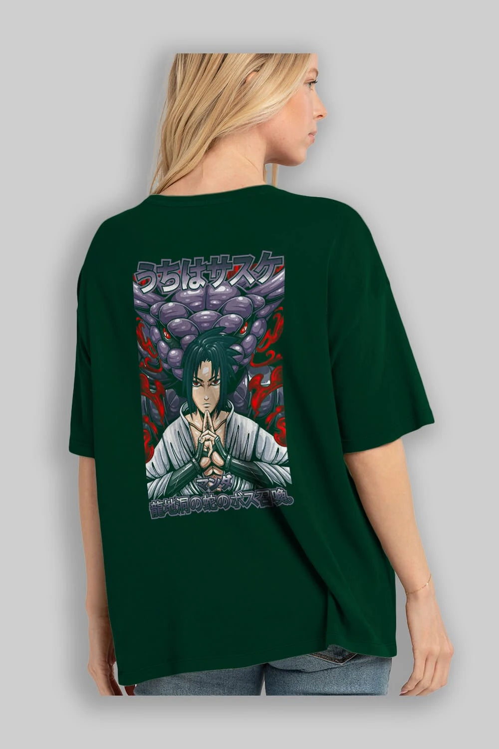 NARUTO SASUKE UCHIHA Anime Arka Baskılı Oversize t-shirt Erkek Kadın Unisex