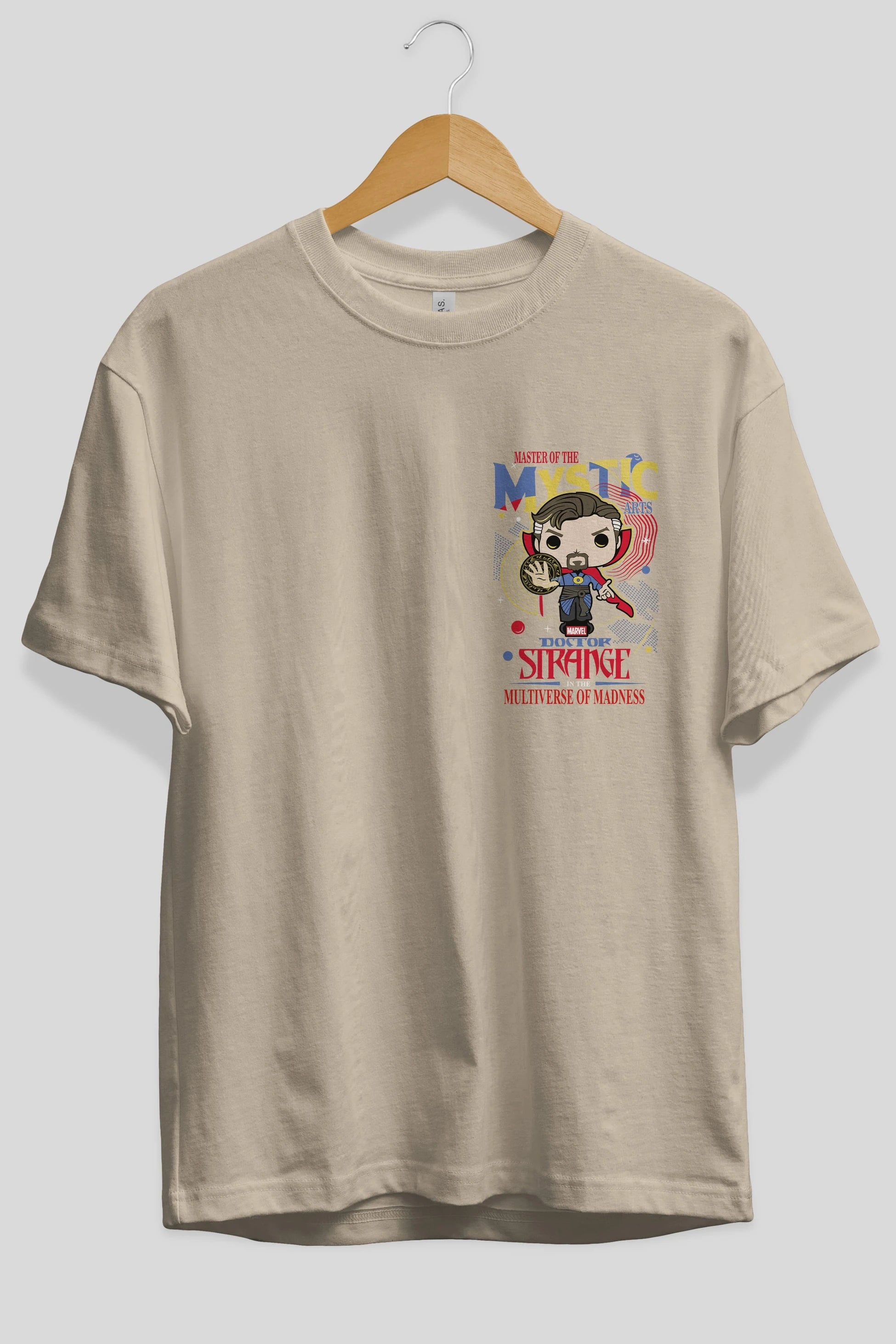Doctor Strange Ön Sol Baskılı Oversize t-shirt Erkek Kadın Unisex %100 Pamuk Bisiklet Yaka tişort