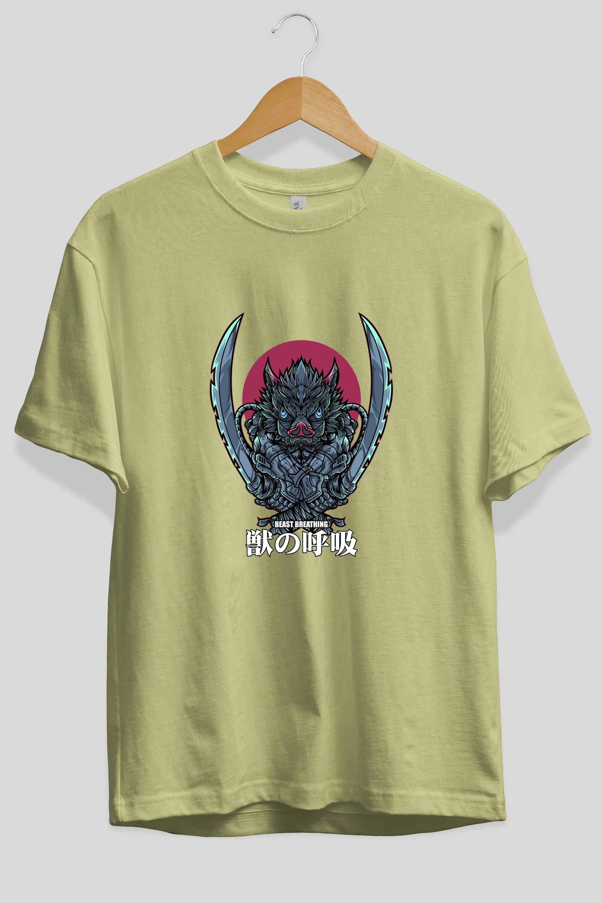 Inosuke DEMON SLAYER Anime Ön Baskılı Oversize t-shirt %100 pamuk Erkek Kadın Unisex