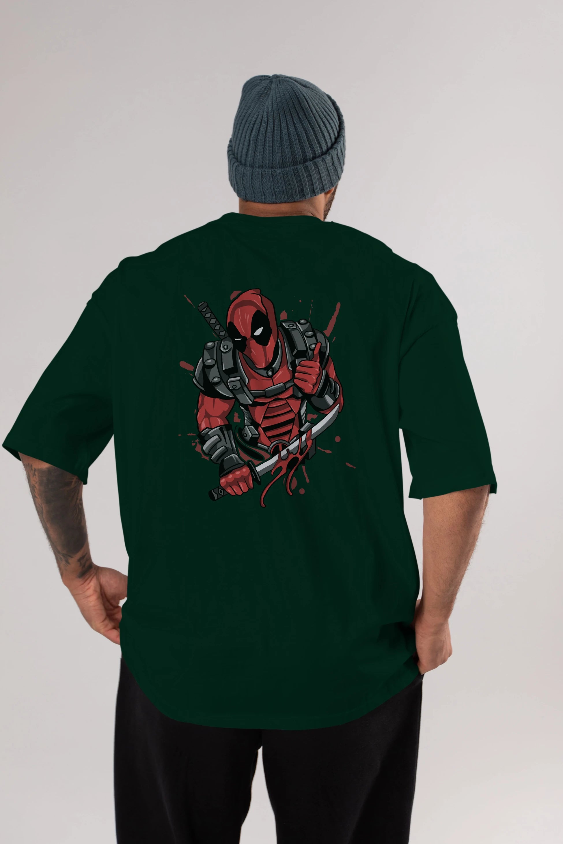 Deadpool (12) Arka Baskılı Oversize t-shirt Erkek Kadın Unisex %100 Pamuk Bisiklet Yaka tişort