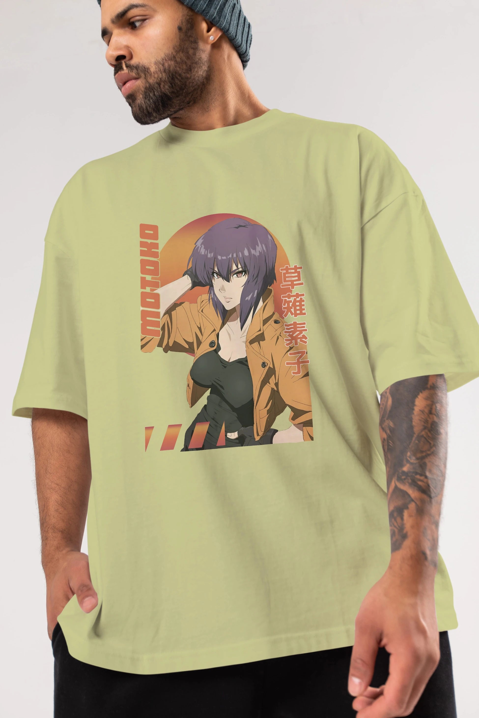 Motoko Kusanagi 9 Anime Ön Baskılı Oversize t-shirt %100 pamuk Erkek Kadın Unisex