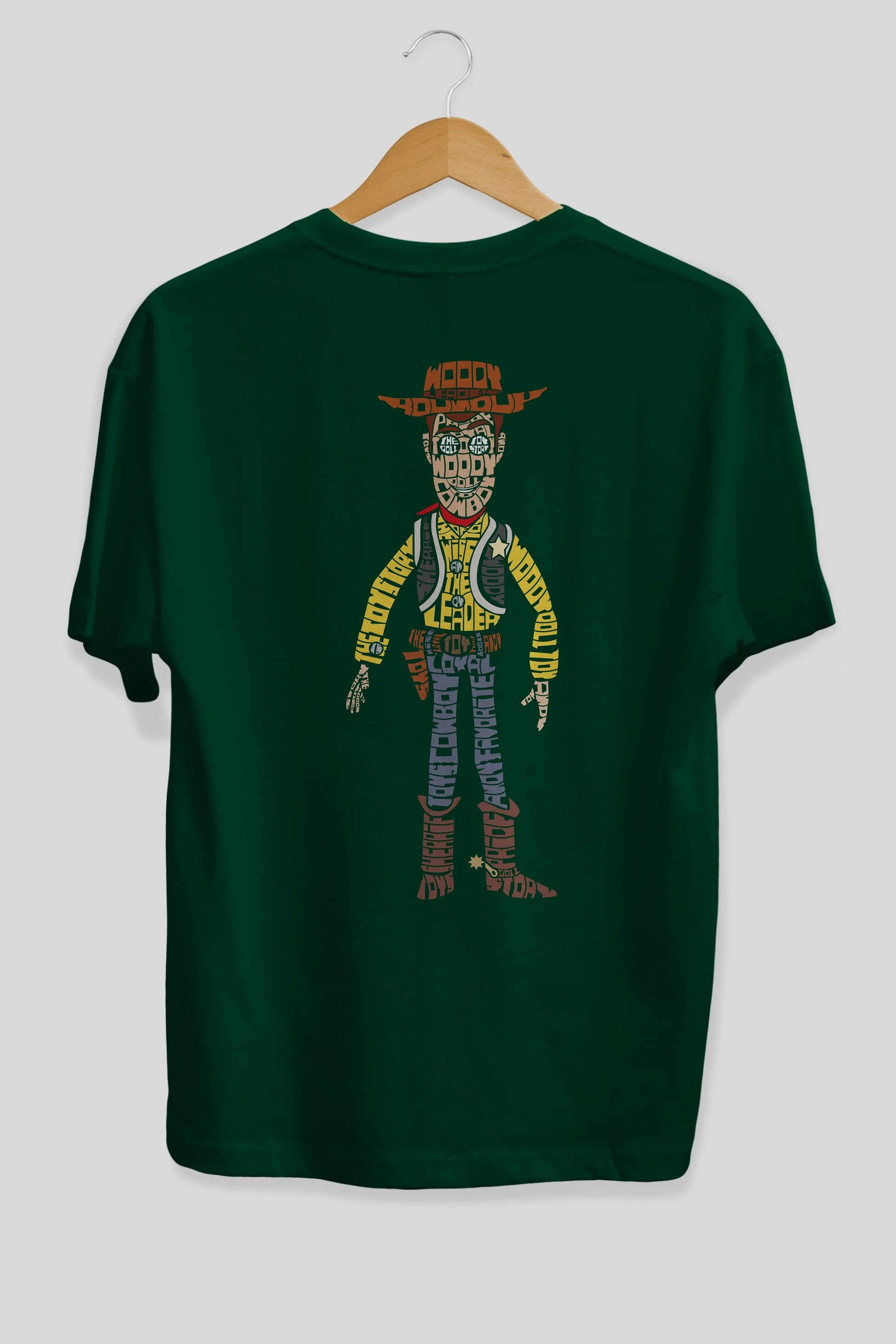 Woody Arka Baskılı Oversize t-shirt %100 pamuk Erkek Kadın Unisex