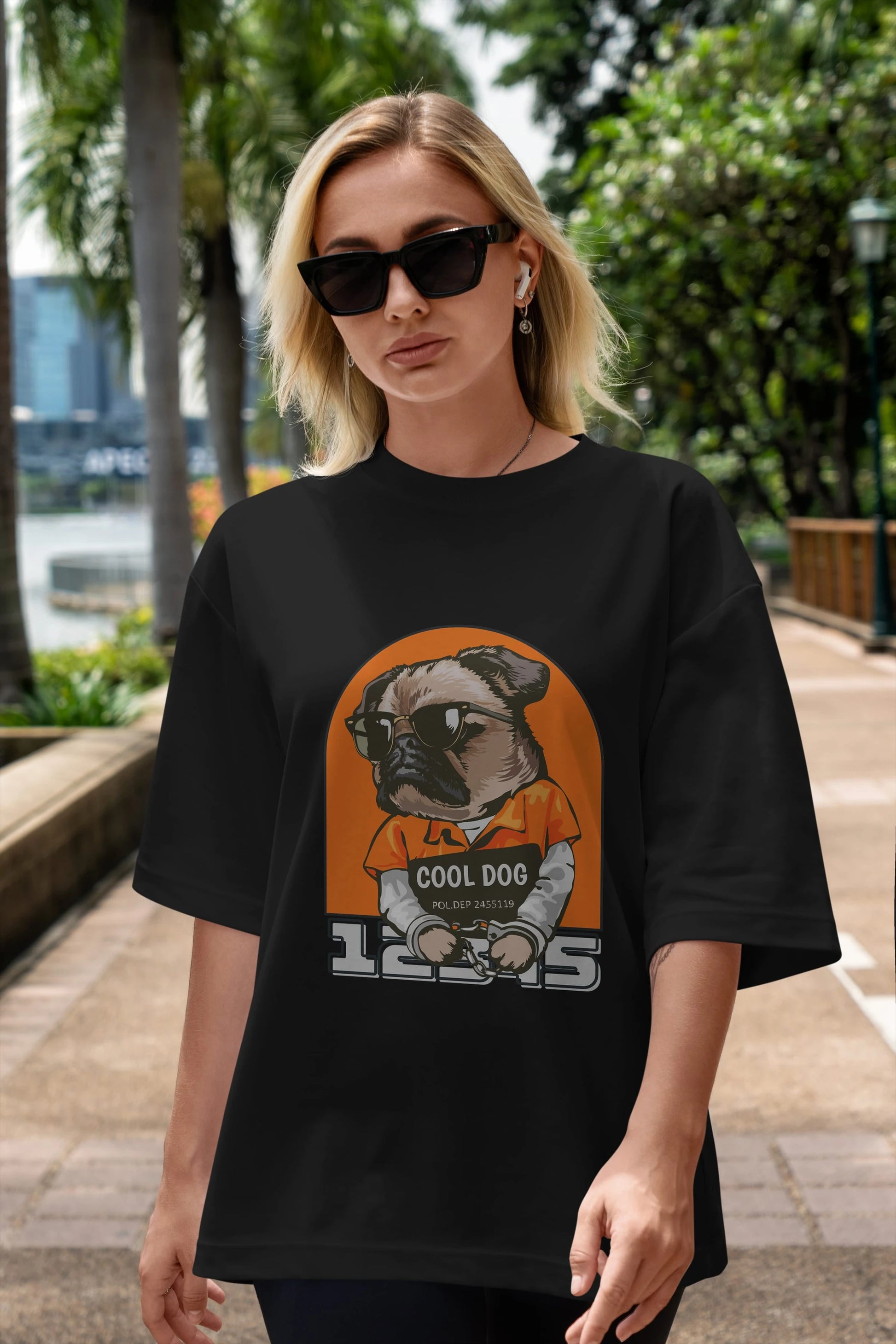 Cool Dog Ön Baskılı Oversize t-shirt Erkek Kadın Unisex