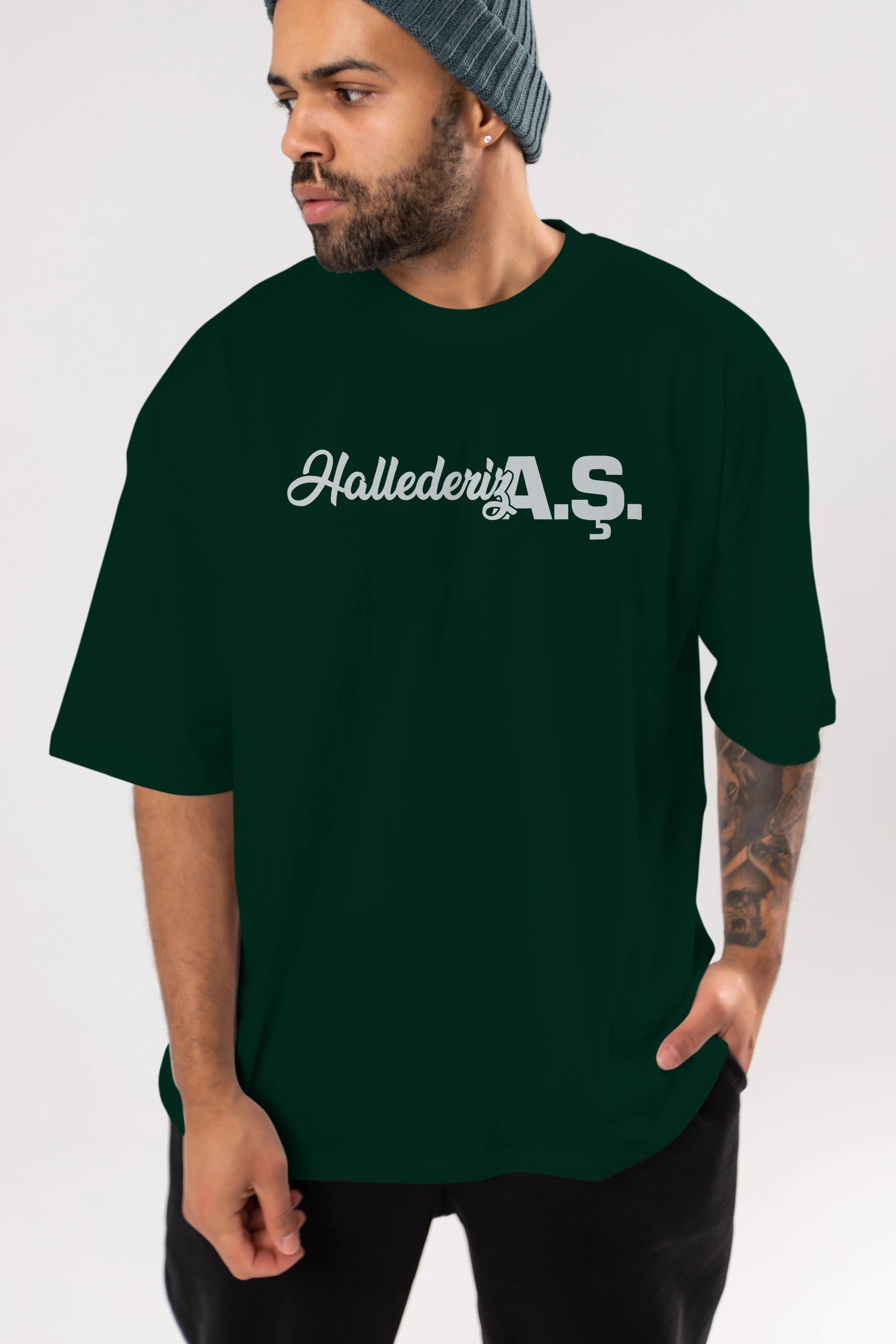 Hallederiz A.Ş Ön Baskılı Oversize t-shirt %100 pamuk Erkek Kadın Unisex