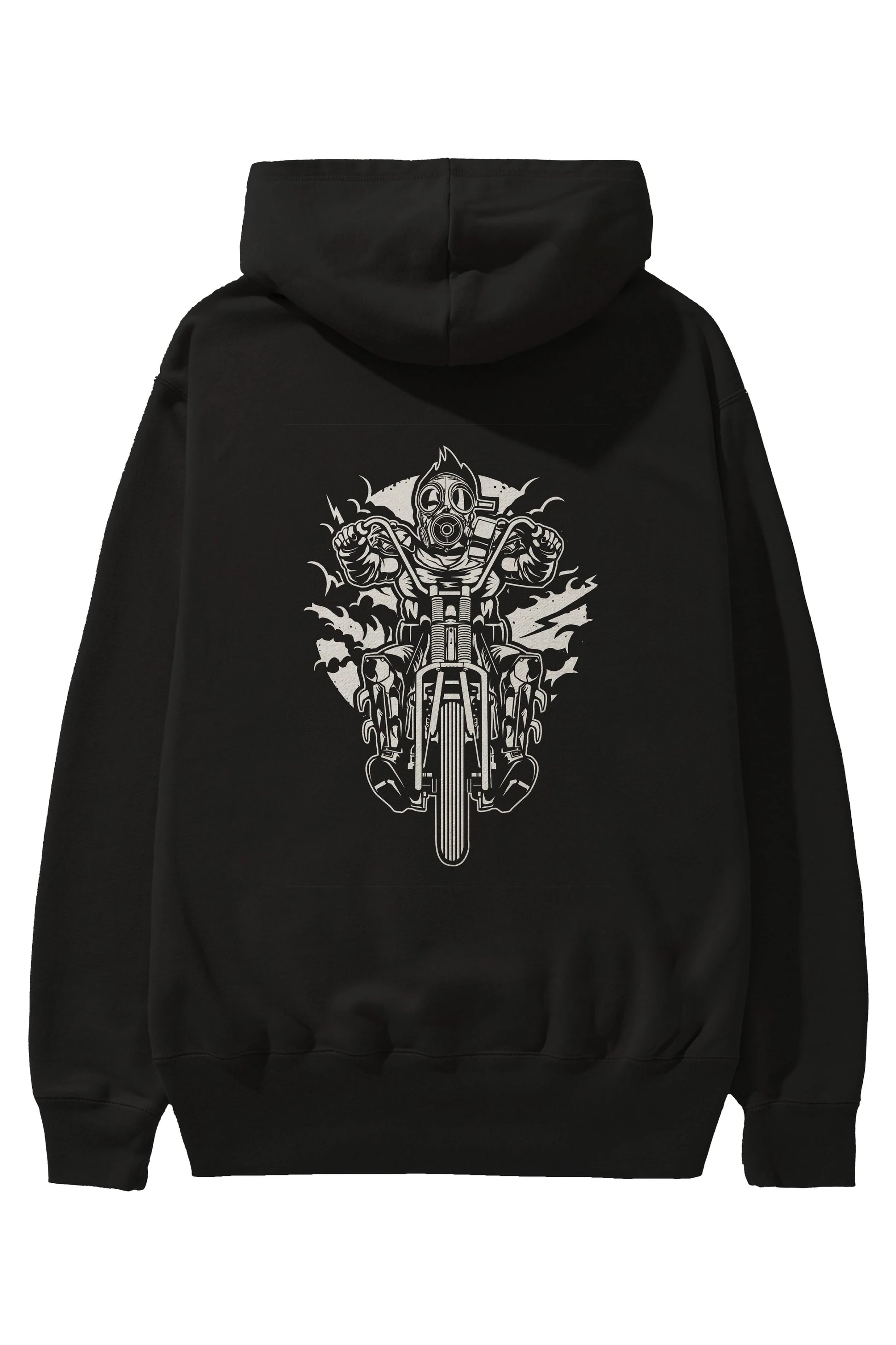 Gasmask Chopper Arka Baskılı Hoodie Oversize Kapüşonlu Sweatshirt Erkek Kadın Unisex