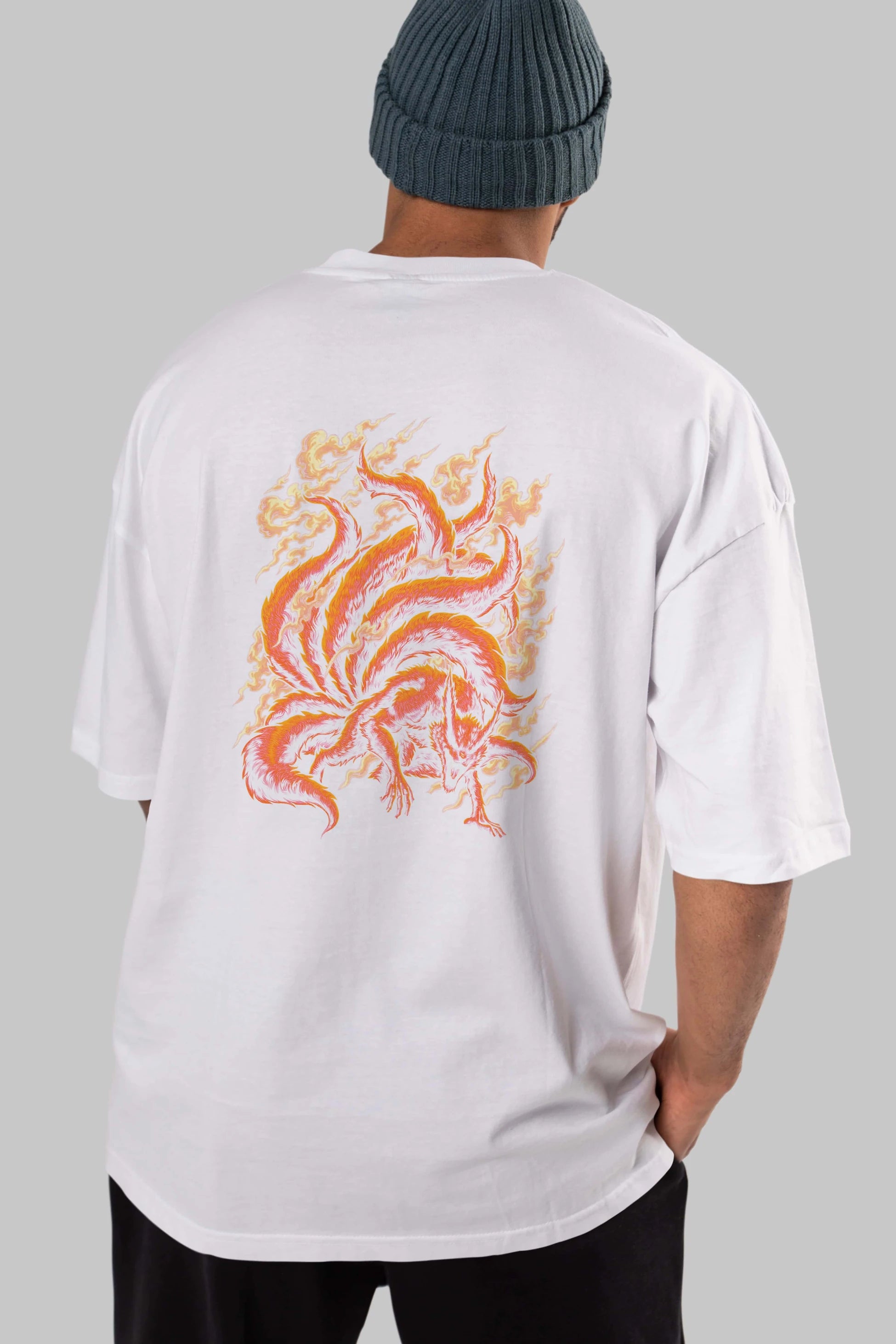 NARUTO KYUUBI Anime Arka Baskılı Oversize t-shirt Erkek Kadın Unisex
