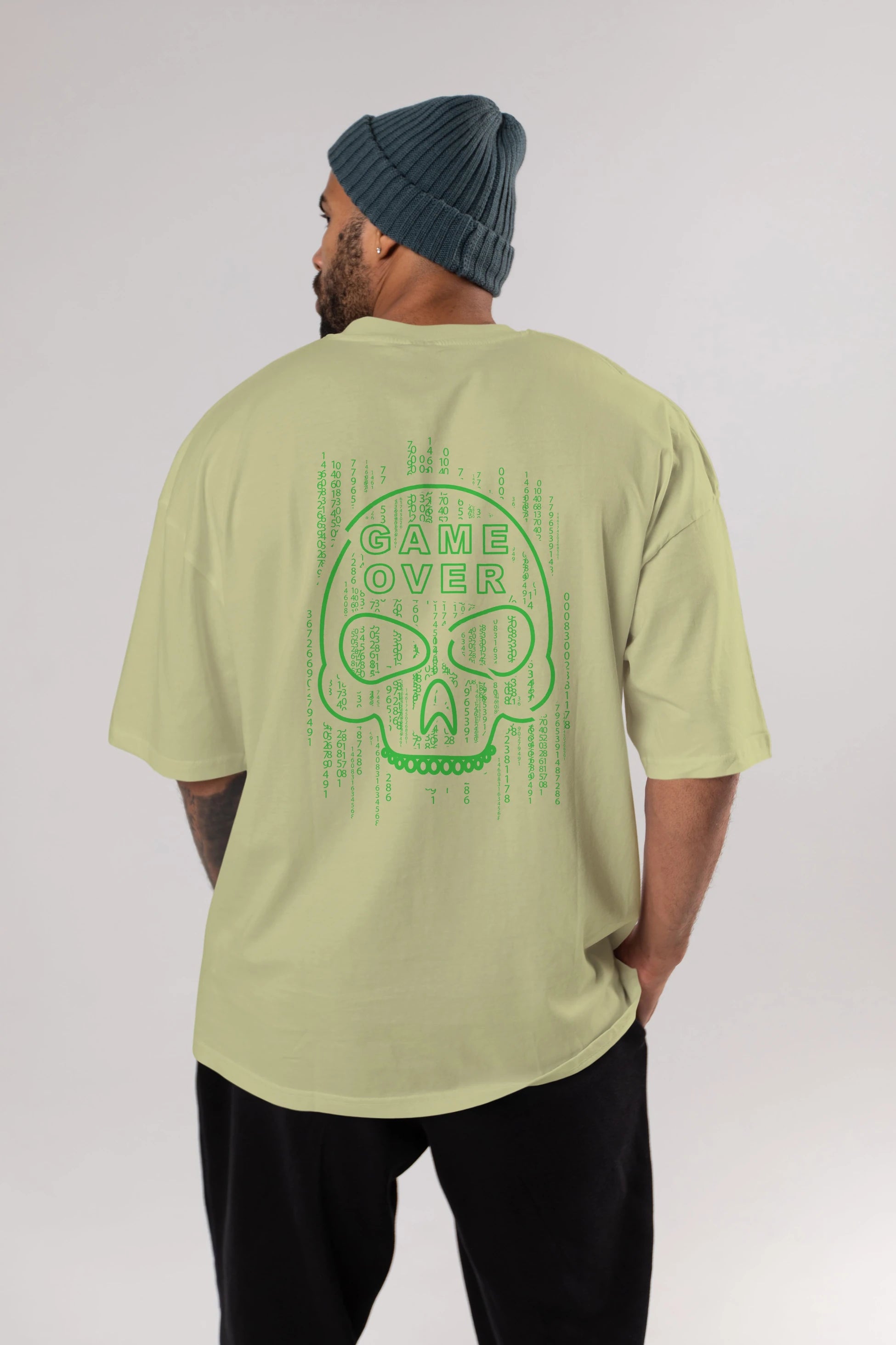 Game Over Arka Baskılı Oversize t-shirt Erkek Kadın Unisex