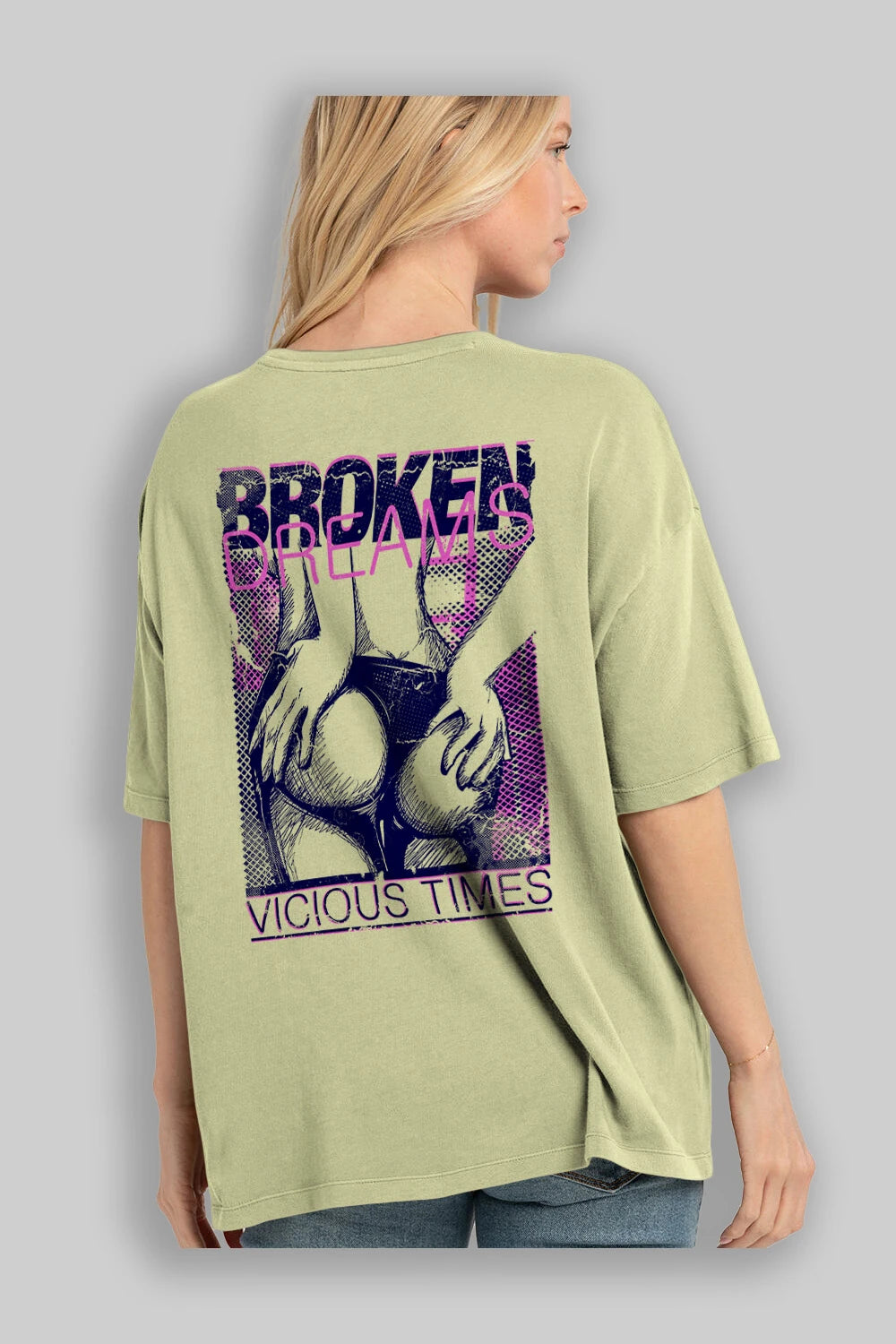 Broken Dreams Arka Baskılı Oversize t-shirt Erkek Kadın Unisex