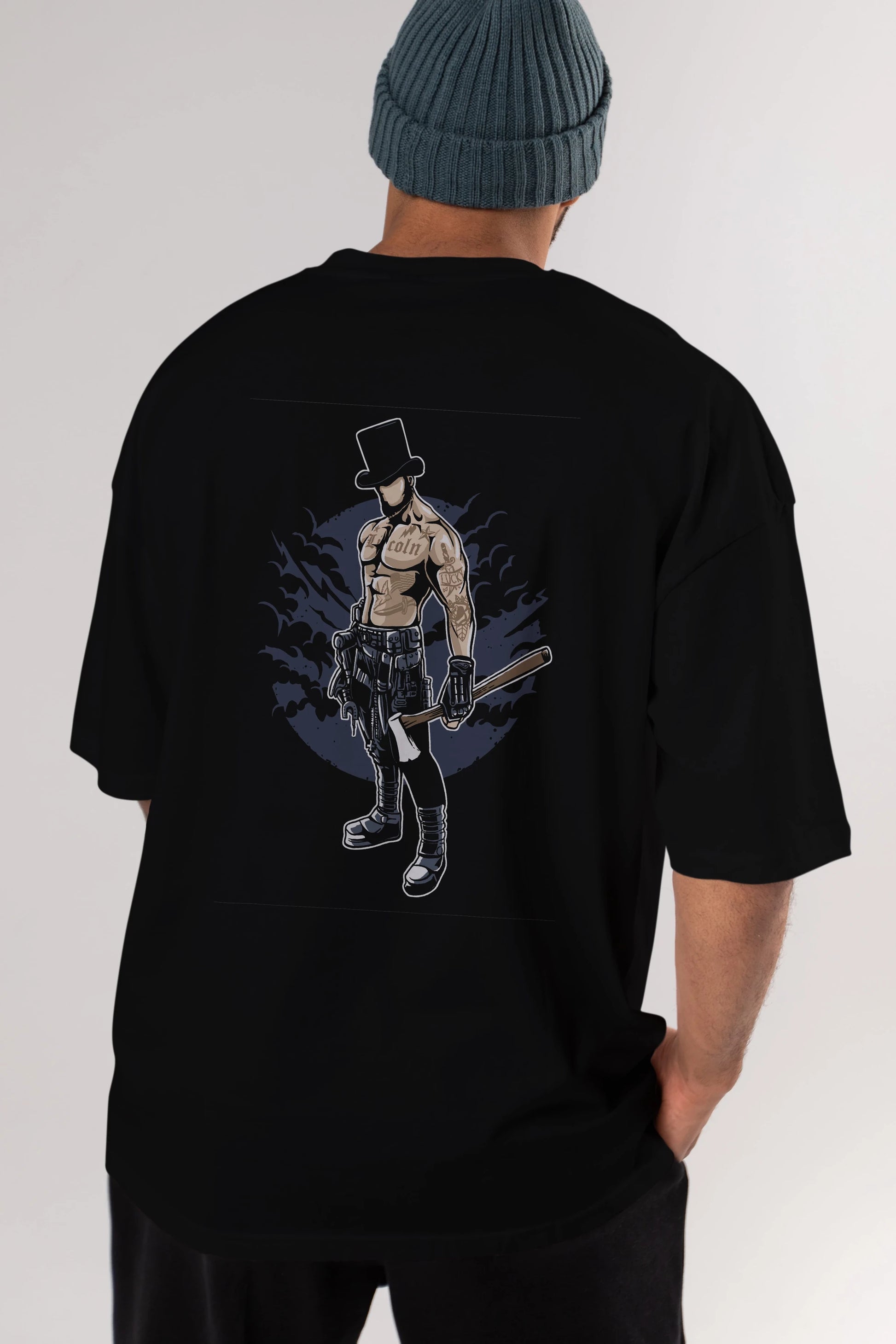 Lincoln Arka Baskılı Oversize t-shirt Erkek Kadın Unisex %100 Pamuk