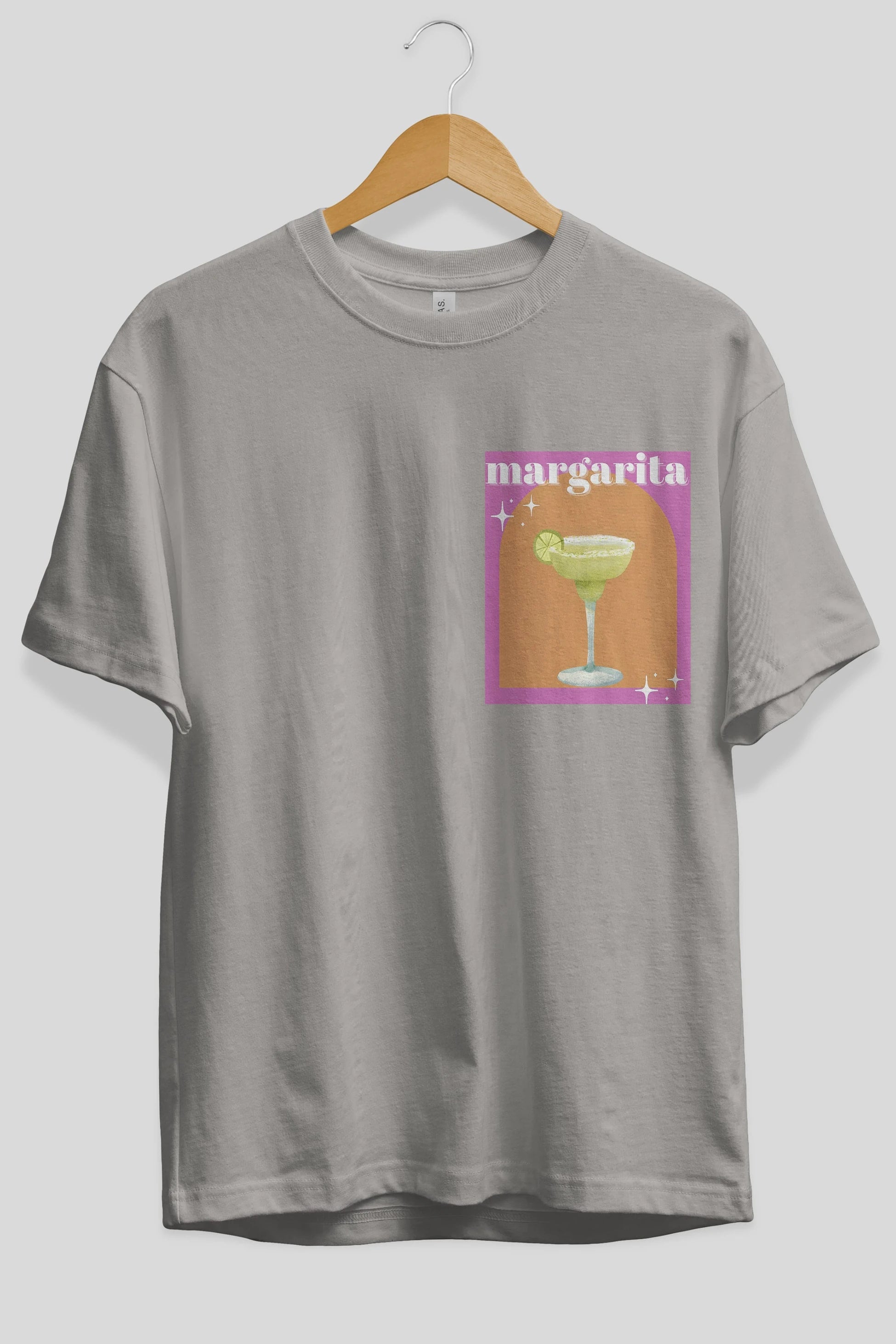 Margarita 7 Ön Sol Baskılı Oversize t-shirt Erkek Kadın Unisex %100 Pamuk Bisiklet Yaka tişort