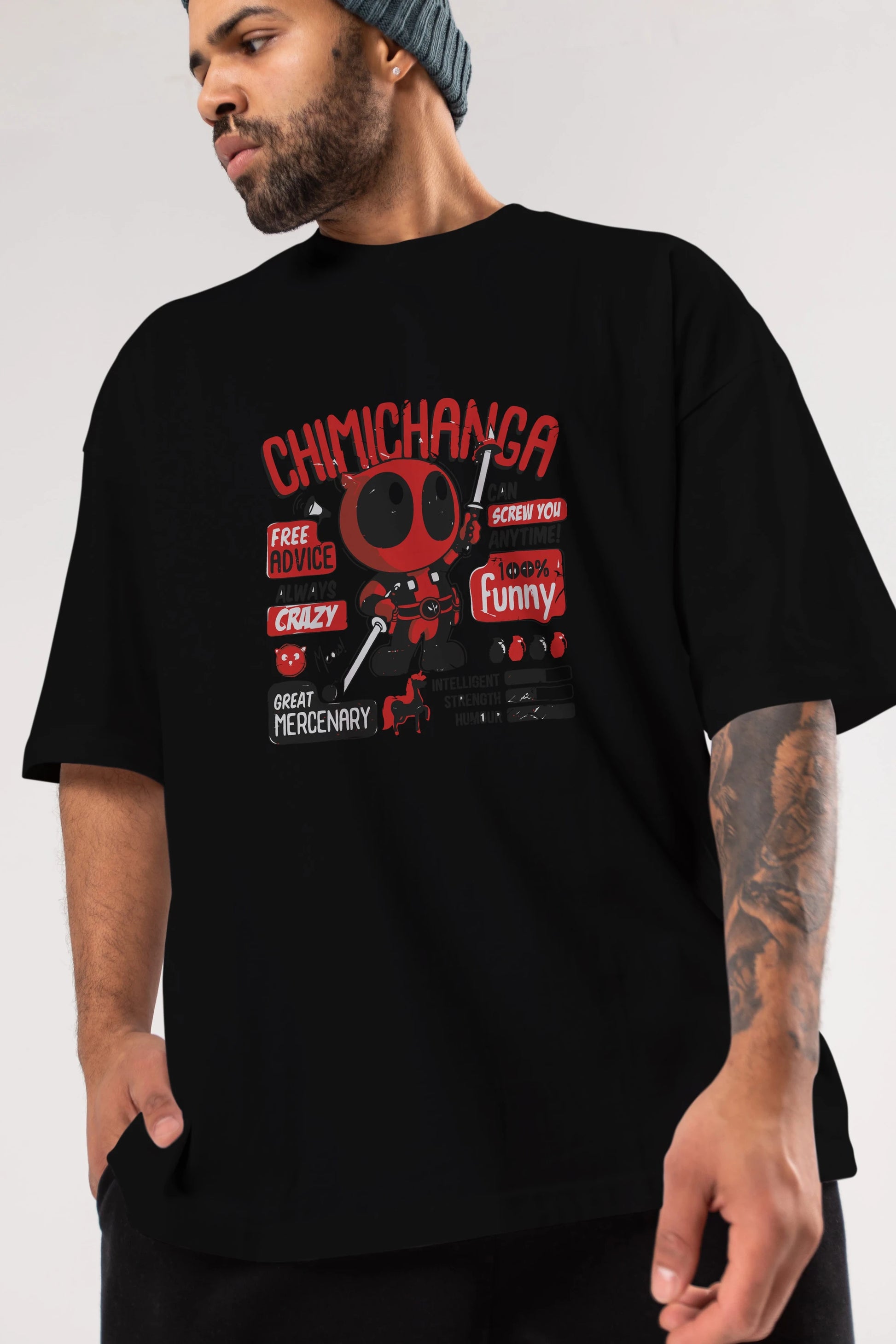 Deadpool (9) Ön Baskılı Oversize t-shirt Erkek Kadın Unisex %100 Pamuk Bisiklet Yaka tişort