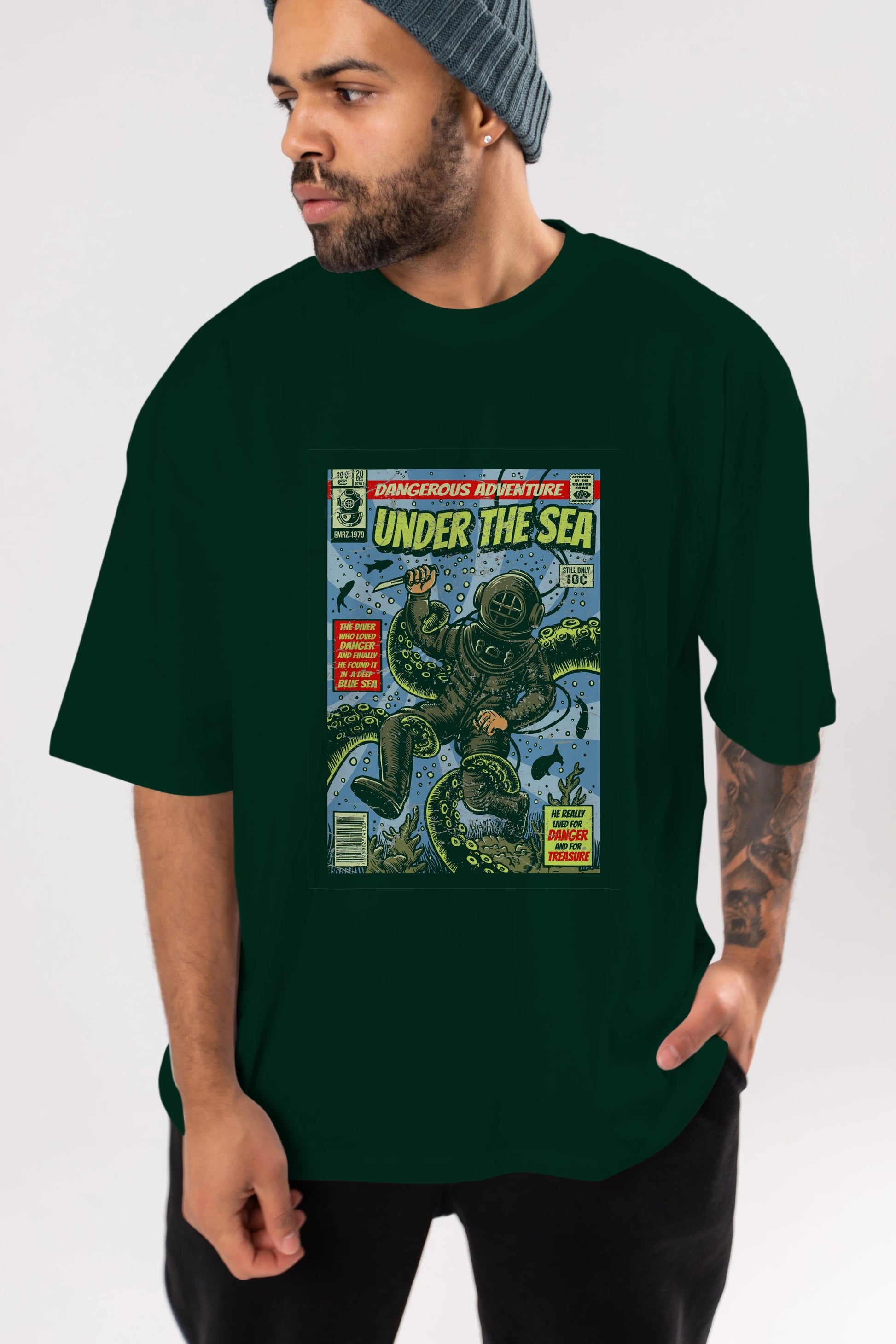 Under The Sea Ön Baskılı Oversize t-shirt Erkek Kadın Unisex %100 Pamuk tişort