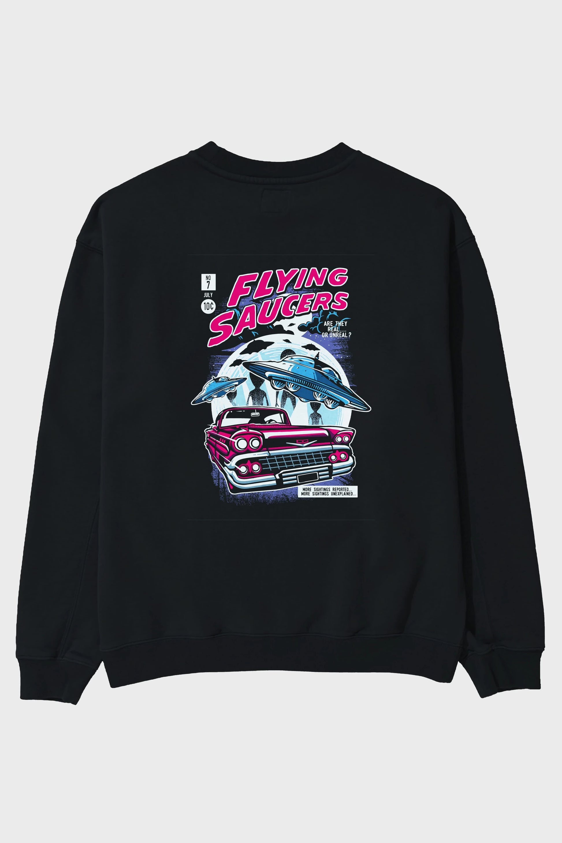Flying Saucers Arka Baskılı Oversize Sweatshirt Erkek Kadın Unisex