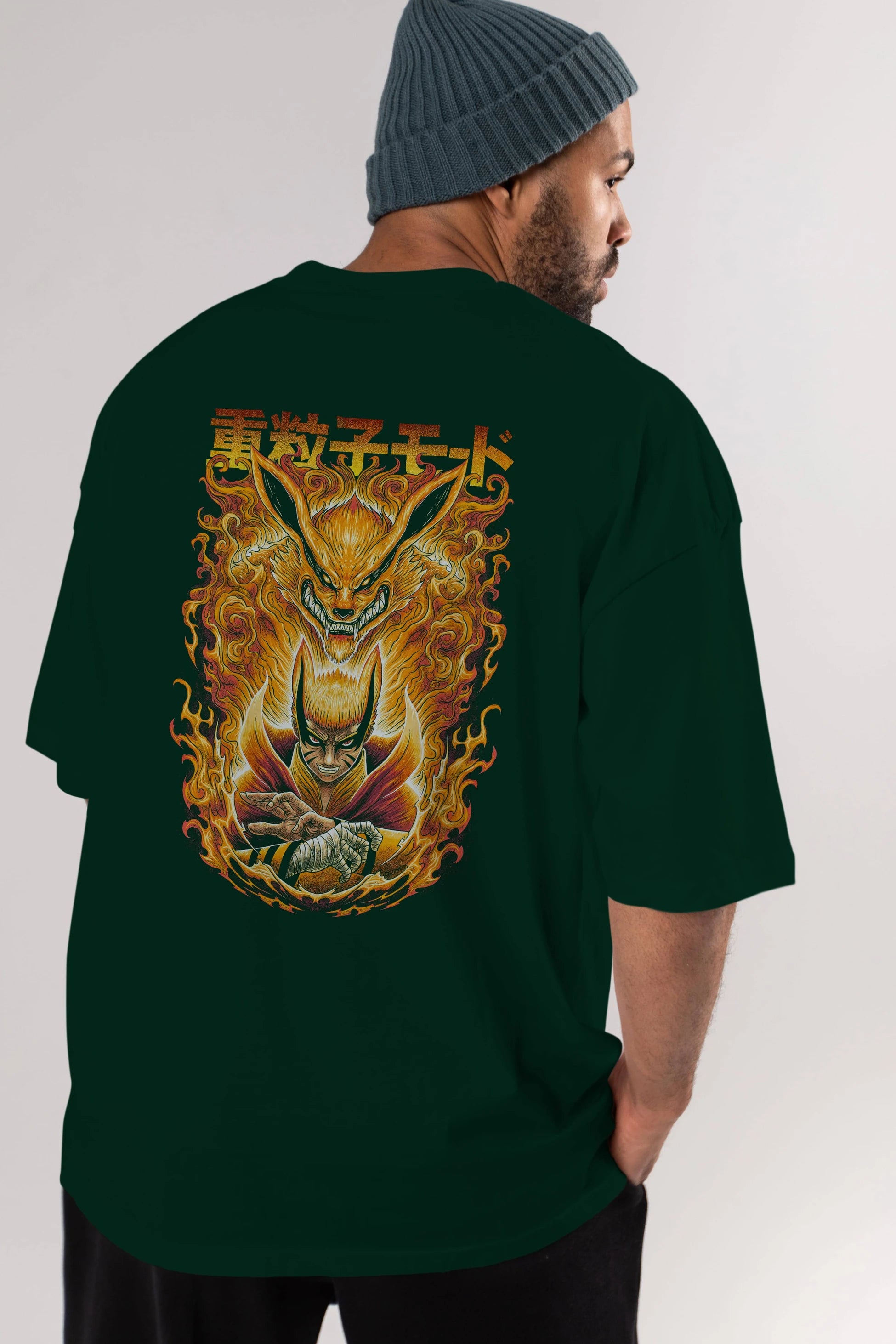 NARUTO KYUUBI 1 Anime Arka Baskılı Oversize t-shirt Erkek Kadın Unisex