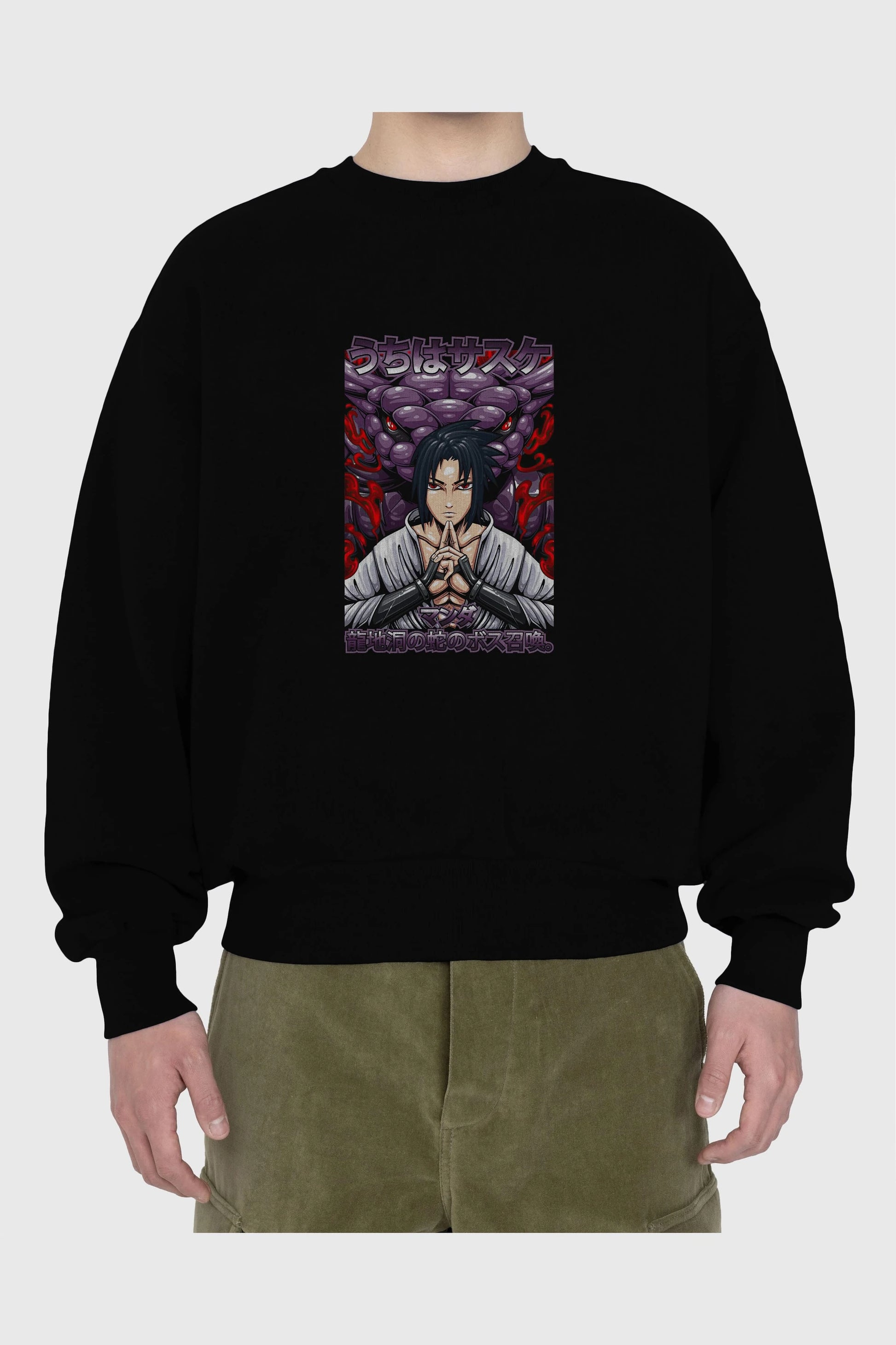NARUTO SASUKE UCHIHA Anime Ön Baskılı Oversize Sweatshirt Erkek Kadın Unisex