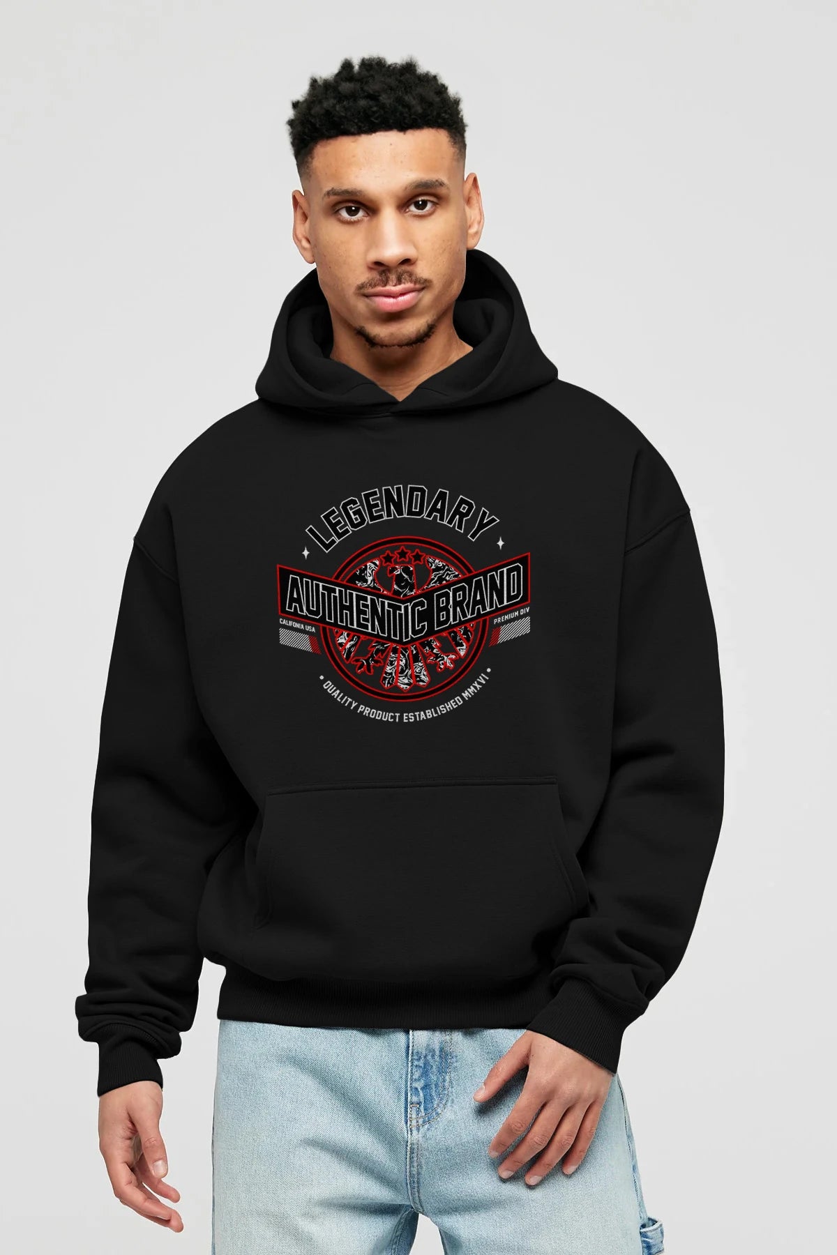 Legendary Brand Ön Baskılı Hoodie Oversize Kapüşonlu Sweatshirt Erkek Kadın Unisex