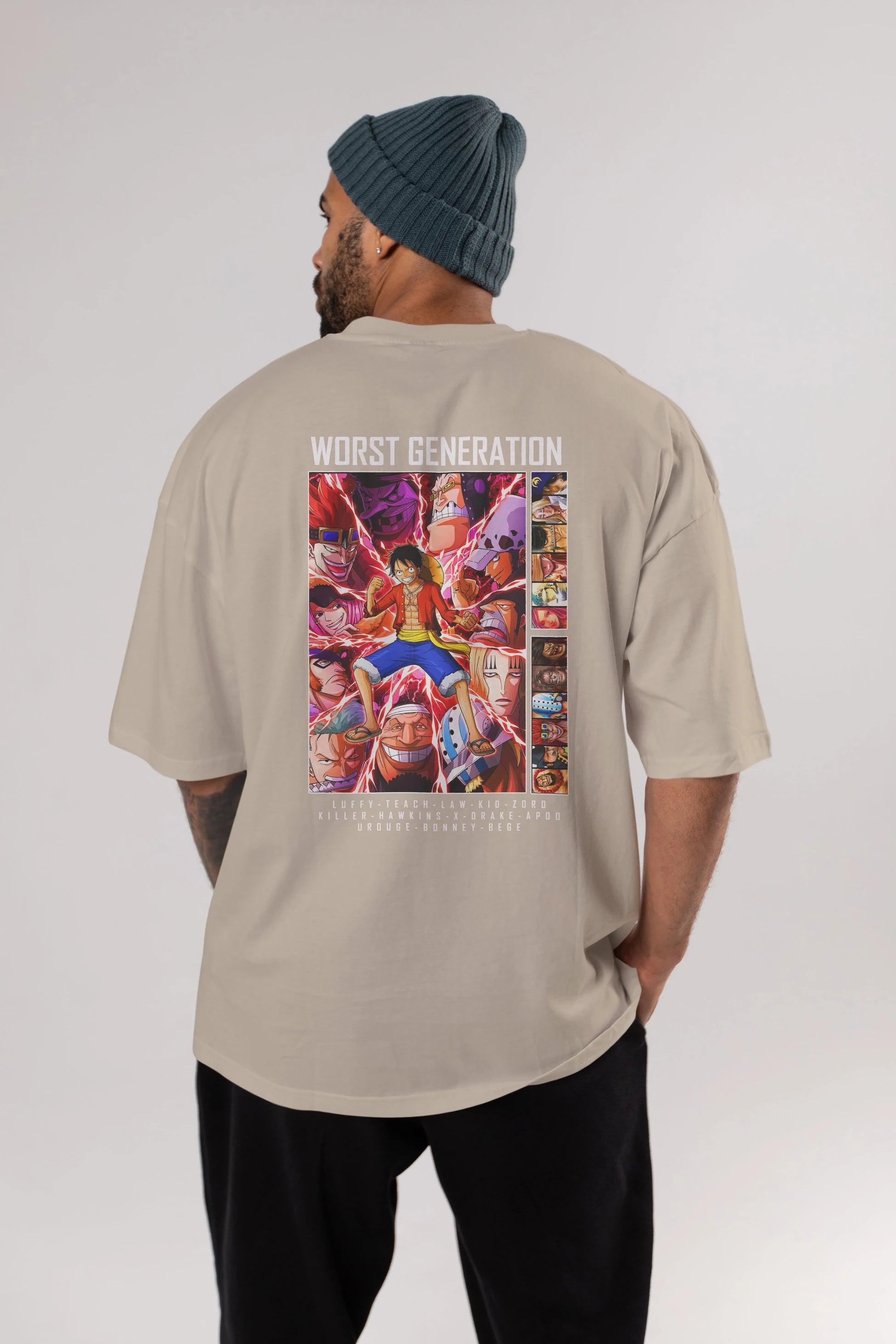 Worst Generation Anime Arka Baskılı Oversize t-shirt Erkek Kadın Unisex %100 pamuk tişort