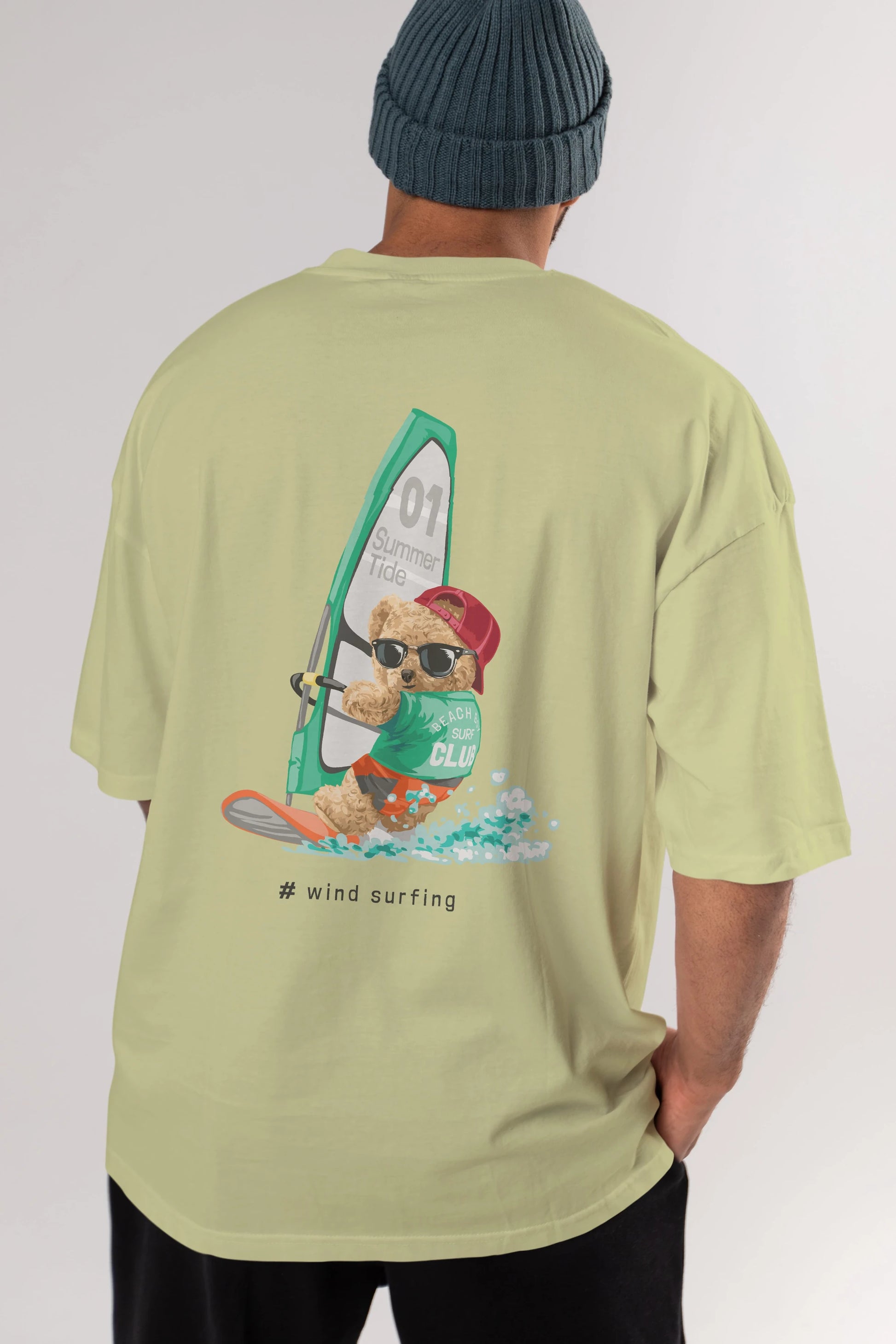 Teddy Bear Summer Tide Arka Baskılı Oversize t-shirt Erkek Kadın Unisex %100 Pamuk