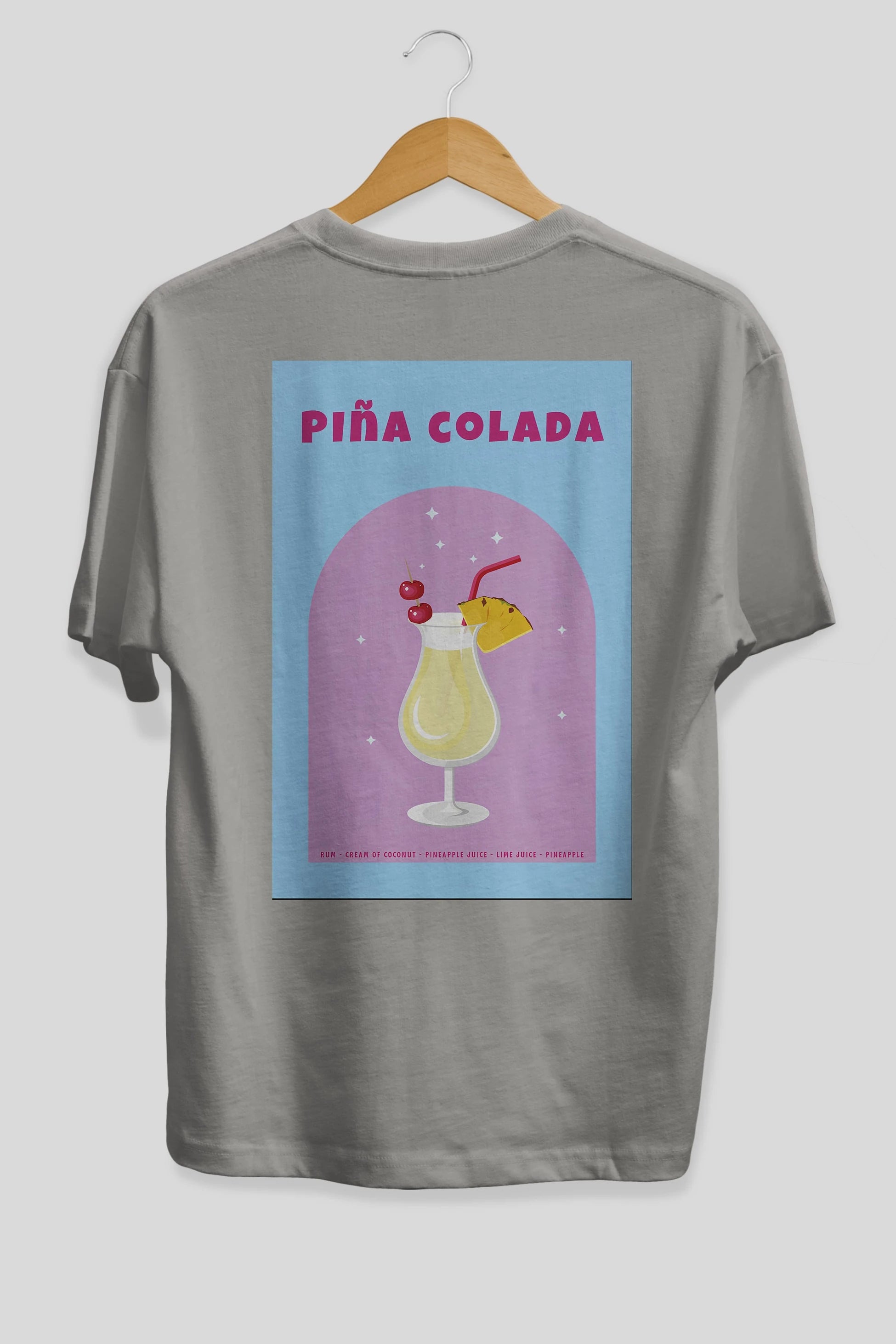 Pina Colada 2 Arka Baskılı Oversize t-shirt Erkek Kadın Unisex %100 Pamuk Bisiklet Yaka tişort