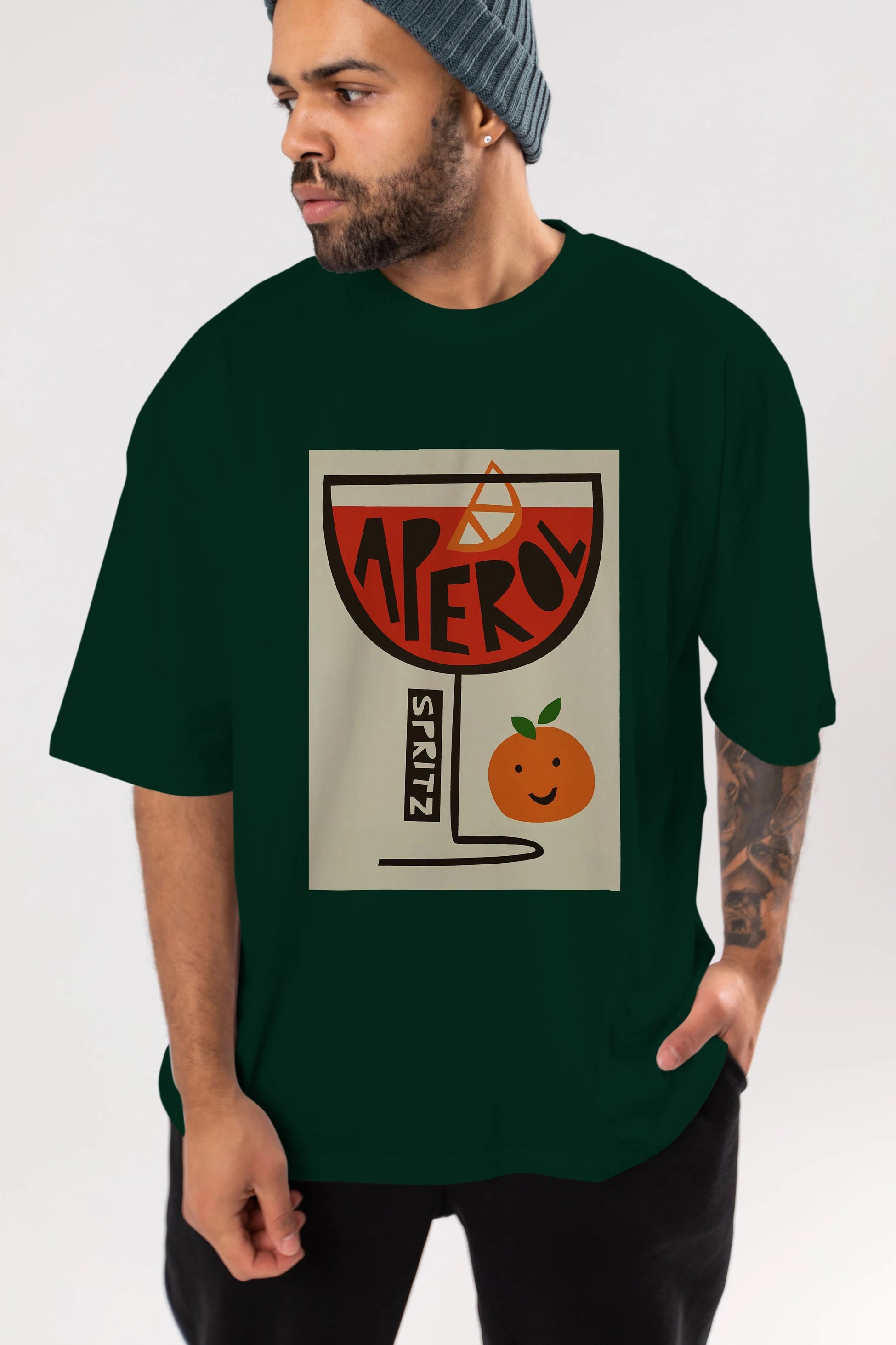 Aperol Spritz 9 Ön Baskılı Oversize t-shirt Erkek Kadın Unisex %100 Pamuk Bisiklet Yaka tişort