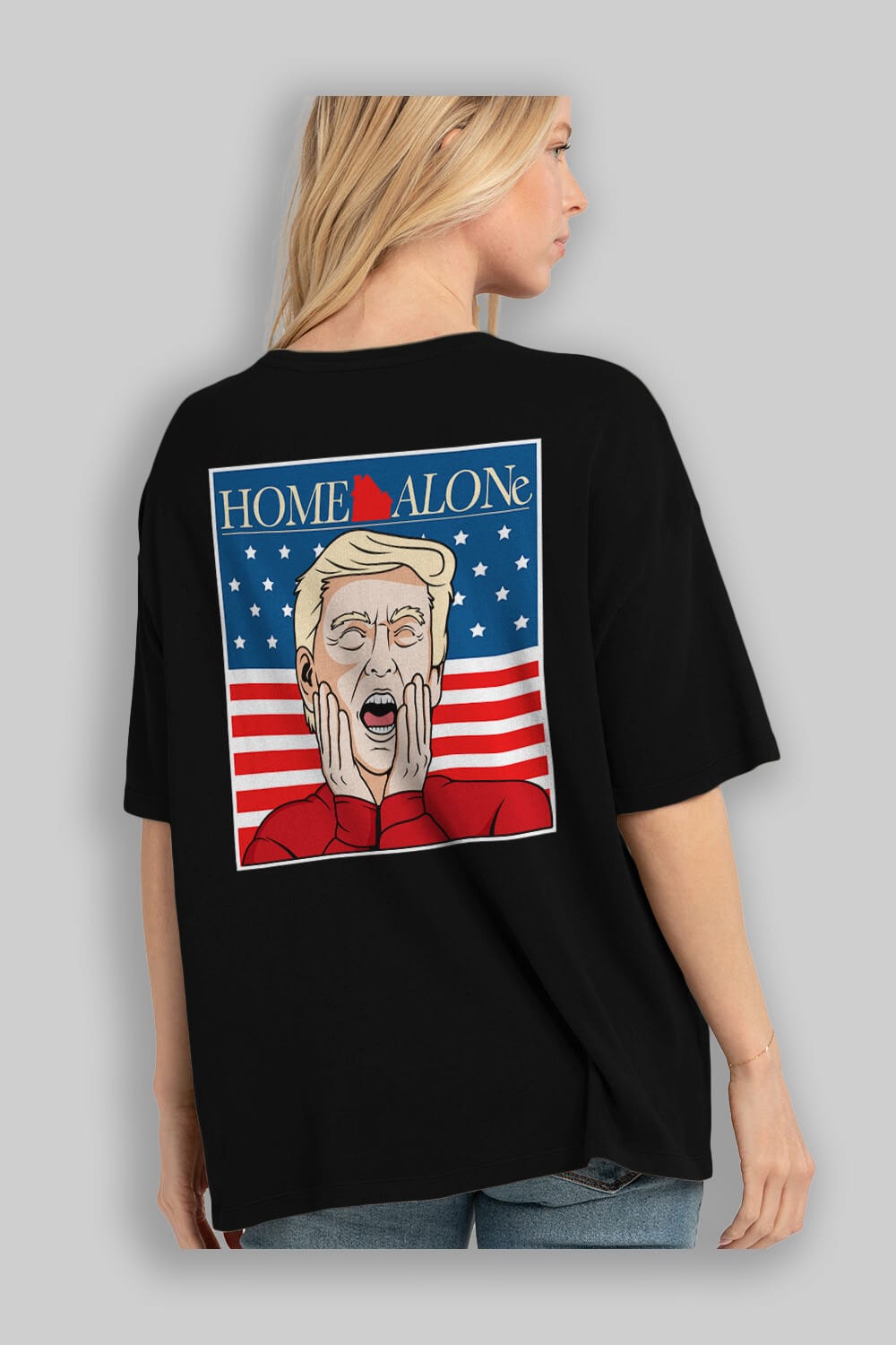 Home Alone Trump Arka Baskılı Oversize t-shirt Erkek Kadın Unisex %100 Pamuk tişort
