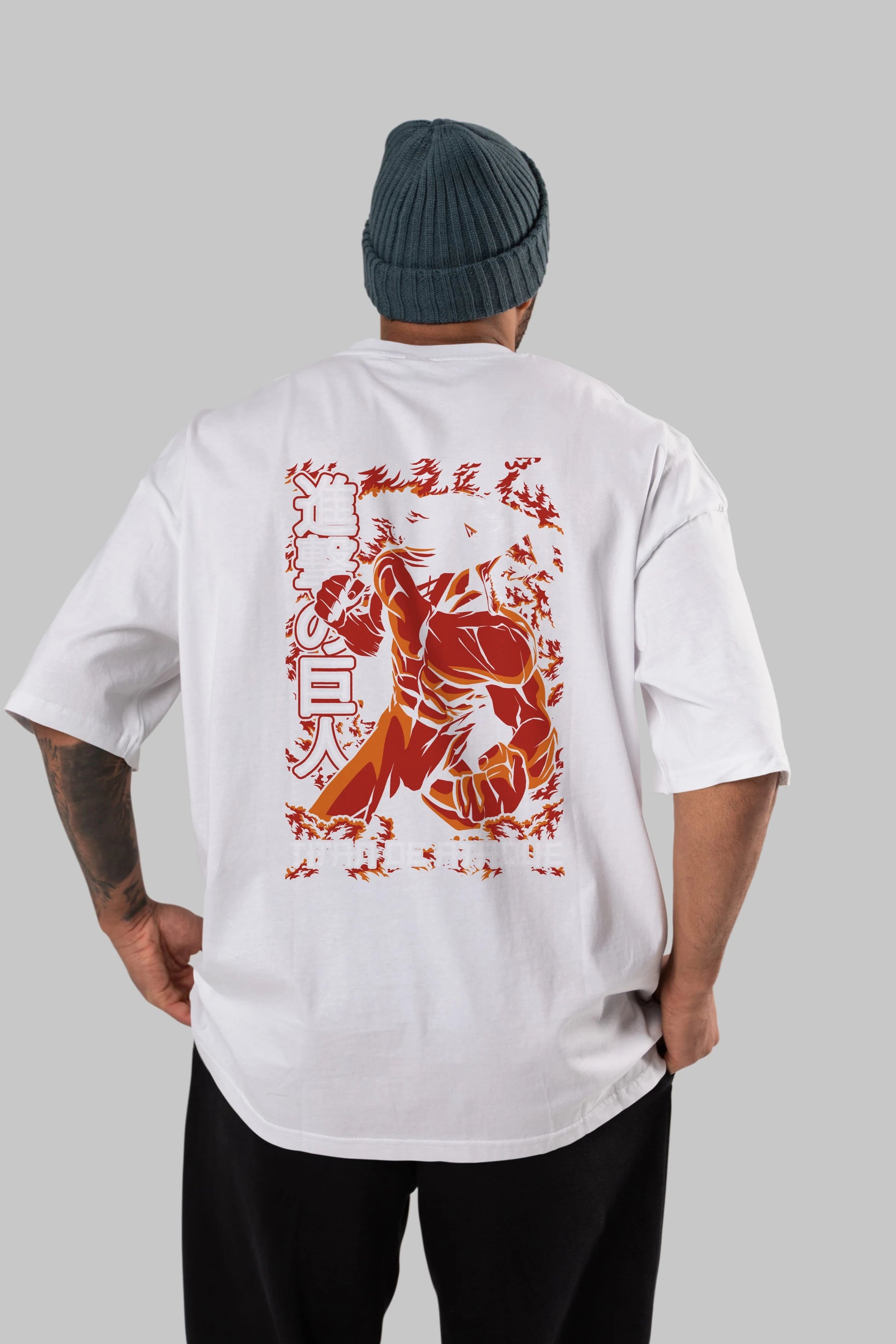 Eren Yeager Anime Arka Baskılı Oversize t-shirt Erkek Kadın Unisex %100 pamuk tişort
