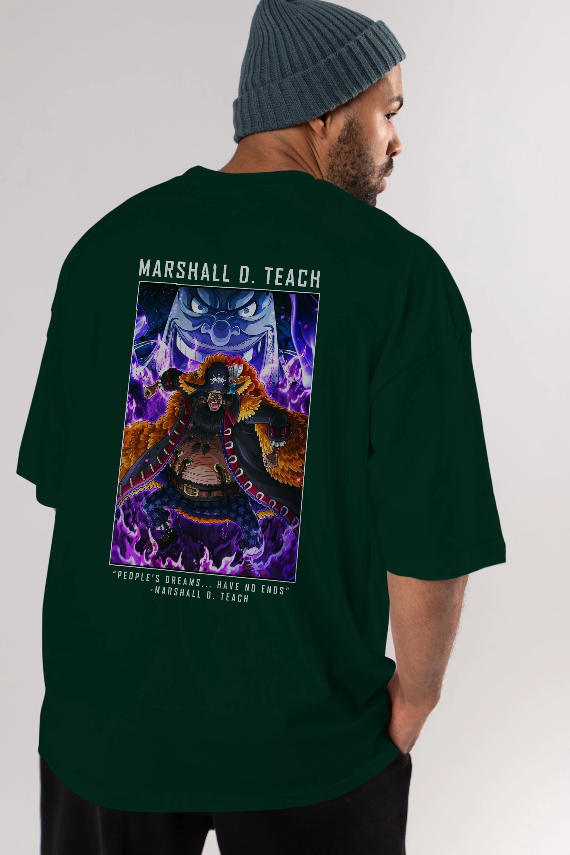 Blackbeard Anime Arka Baskılı Oversize t-shirt Erkek Kadın Unisex %100 pamuk tişort