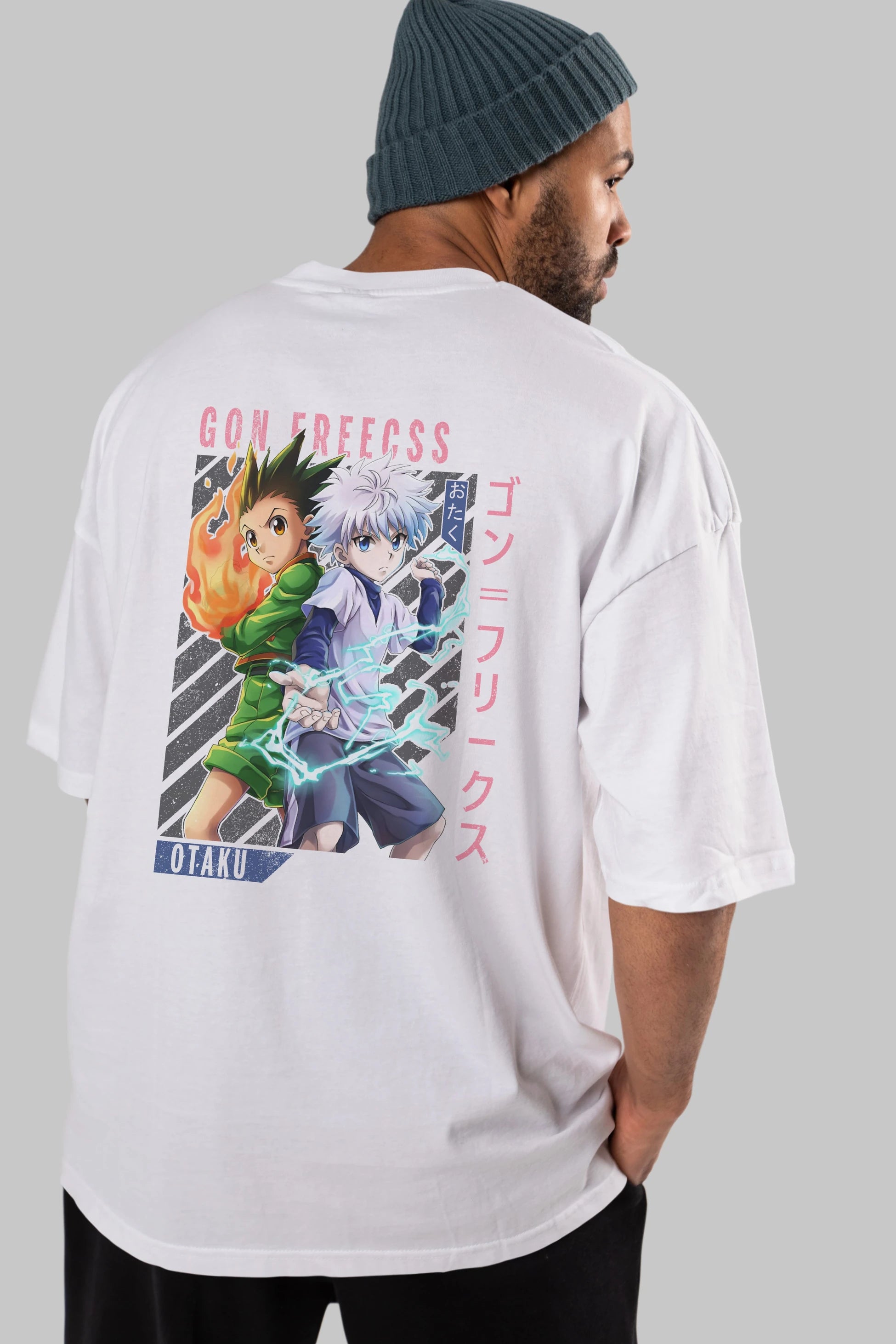 Gon Freecss HUNTER X HUNTER 1 Anime Arka Baskılı Oversize t-shirt Erkek Kadın Unisex