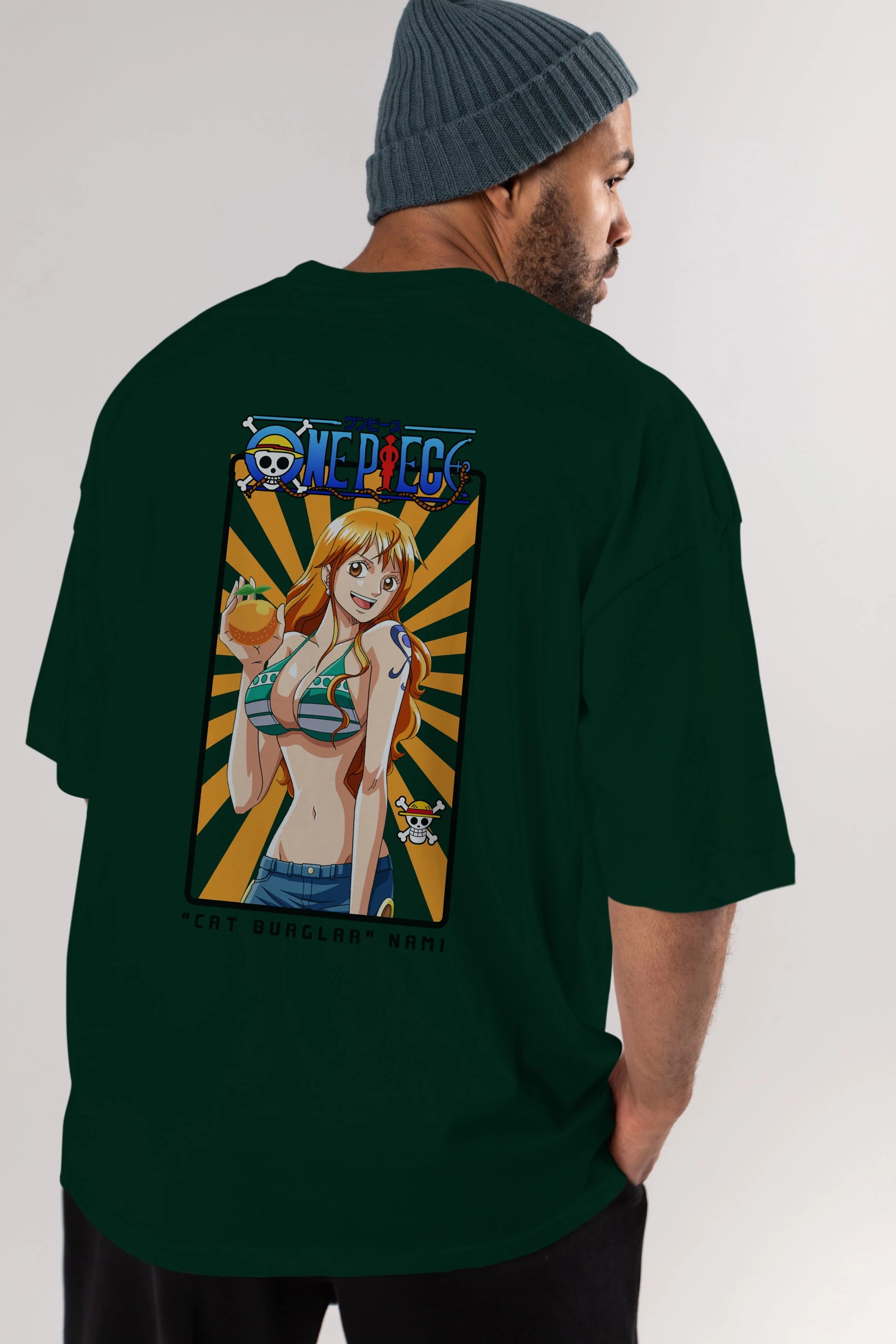 Nami Anime Arka Baskılı Oversize t-shirt Erkek Kadın Unisex %100 pamuk tişort