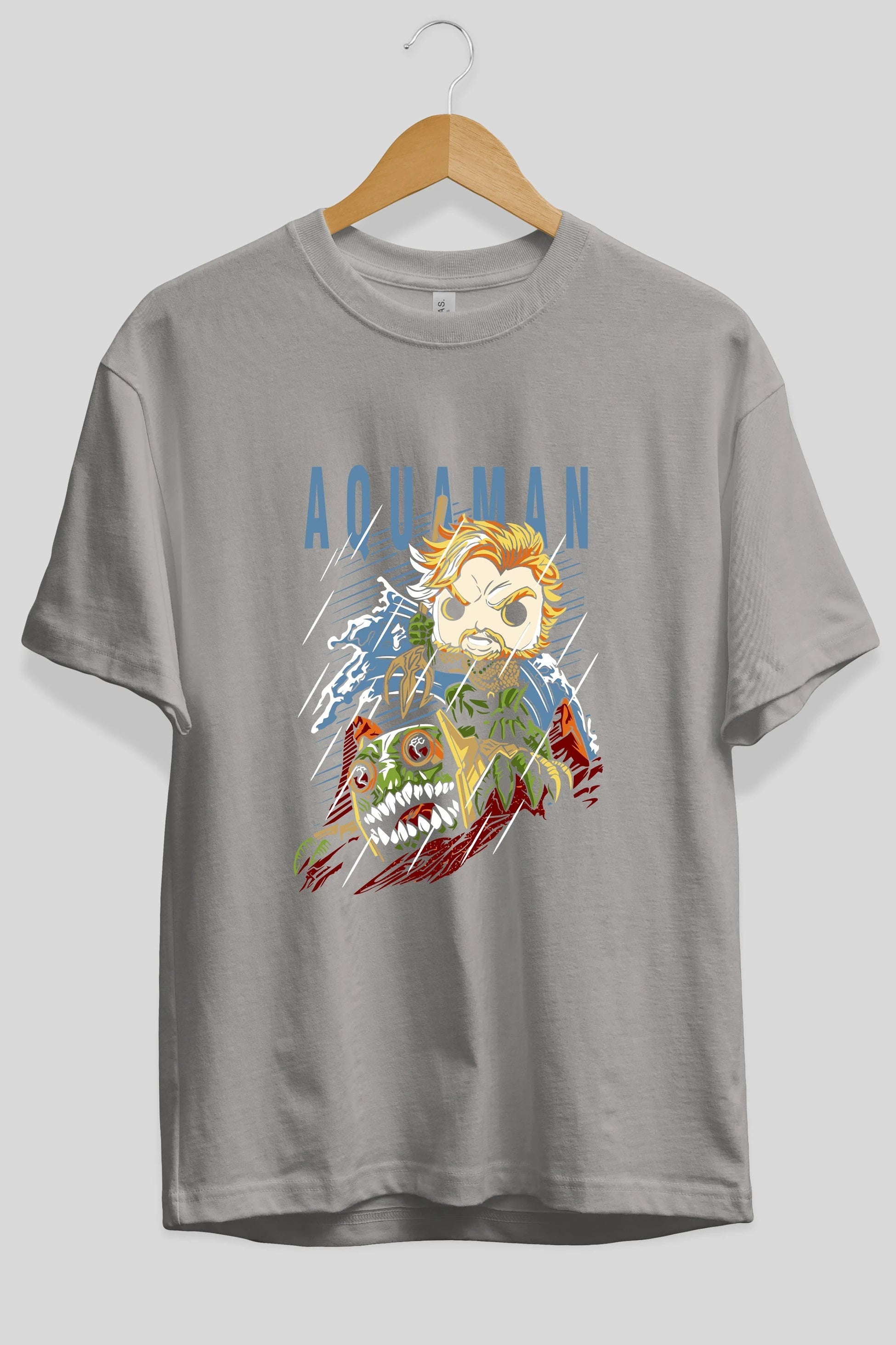 Aquaman Ön Baskılı Oversize t-shirt Erkek Kadın Unisex %100 Pamuk Bisiklet Yaka tişort
