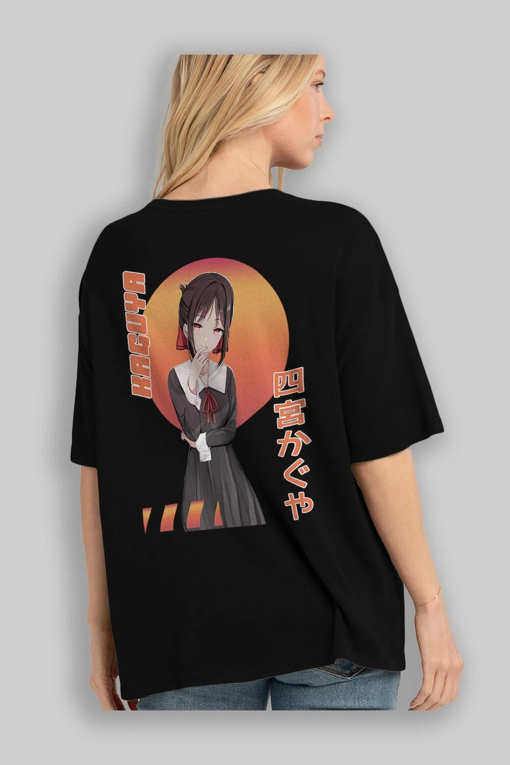 Kaguya Shinomiya 5 Anime Arka Baskılı Oversize t-shirt Erkek Kadın Unisex