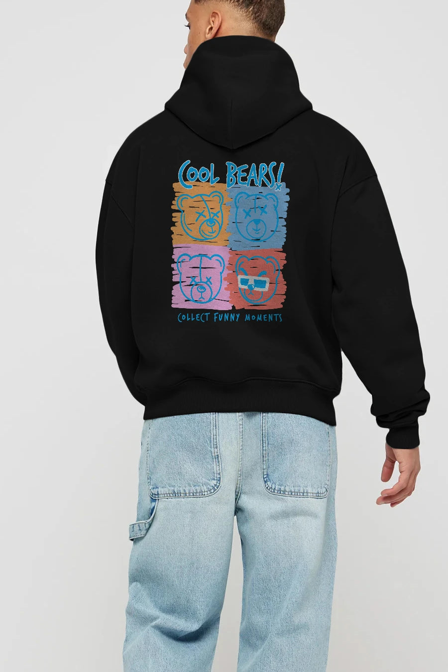 Cool Bears Arka Baskılı Hoodie Oversize Kapüşonlu Sweatshirt Erkek Kadın Unisex